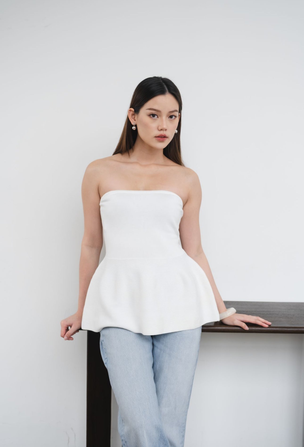 Edie Tube Peplum | White