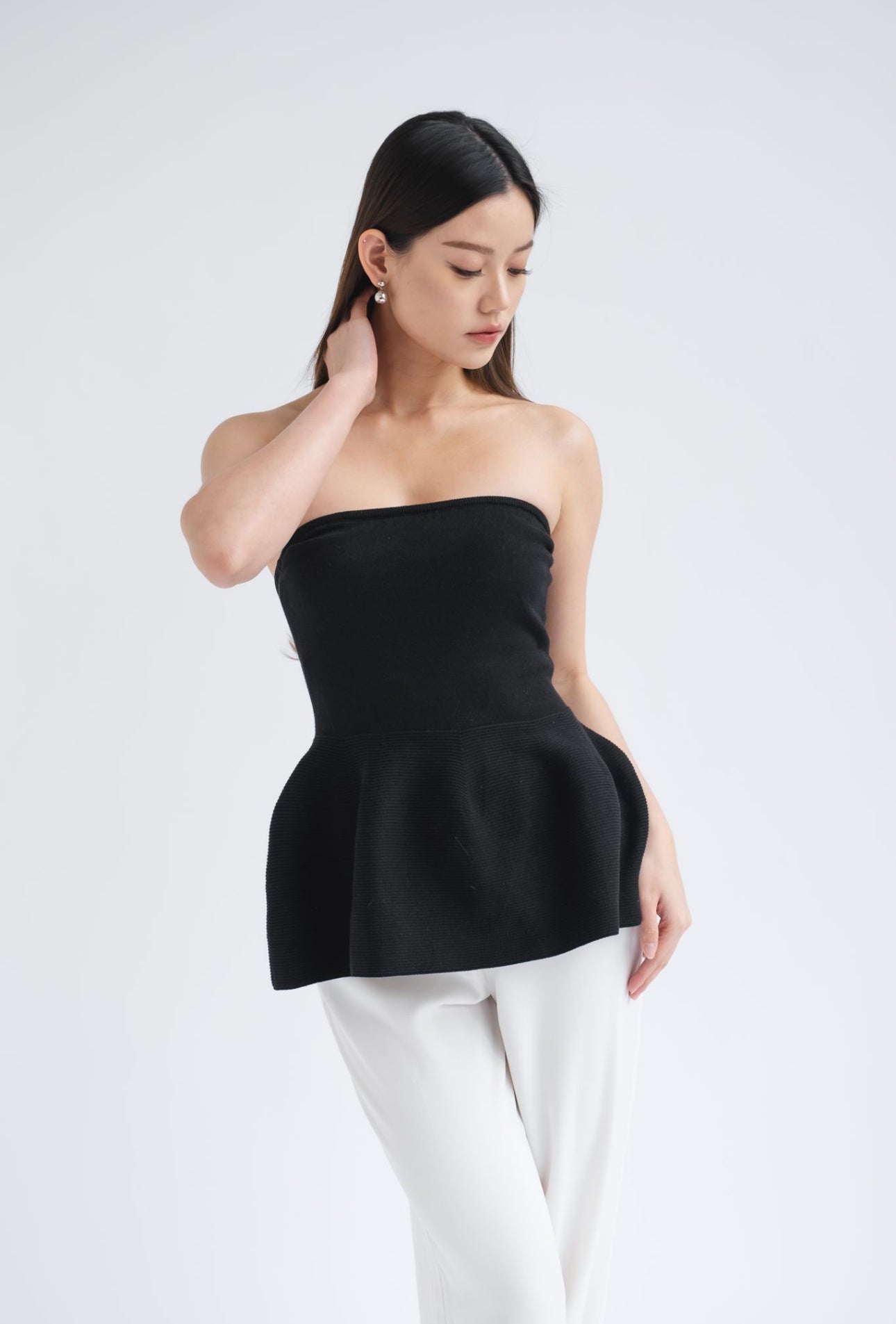 Edie Peplum Tube | Black