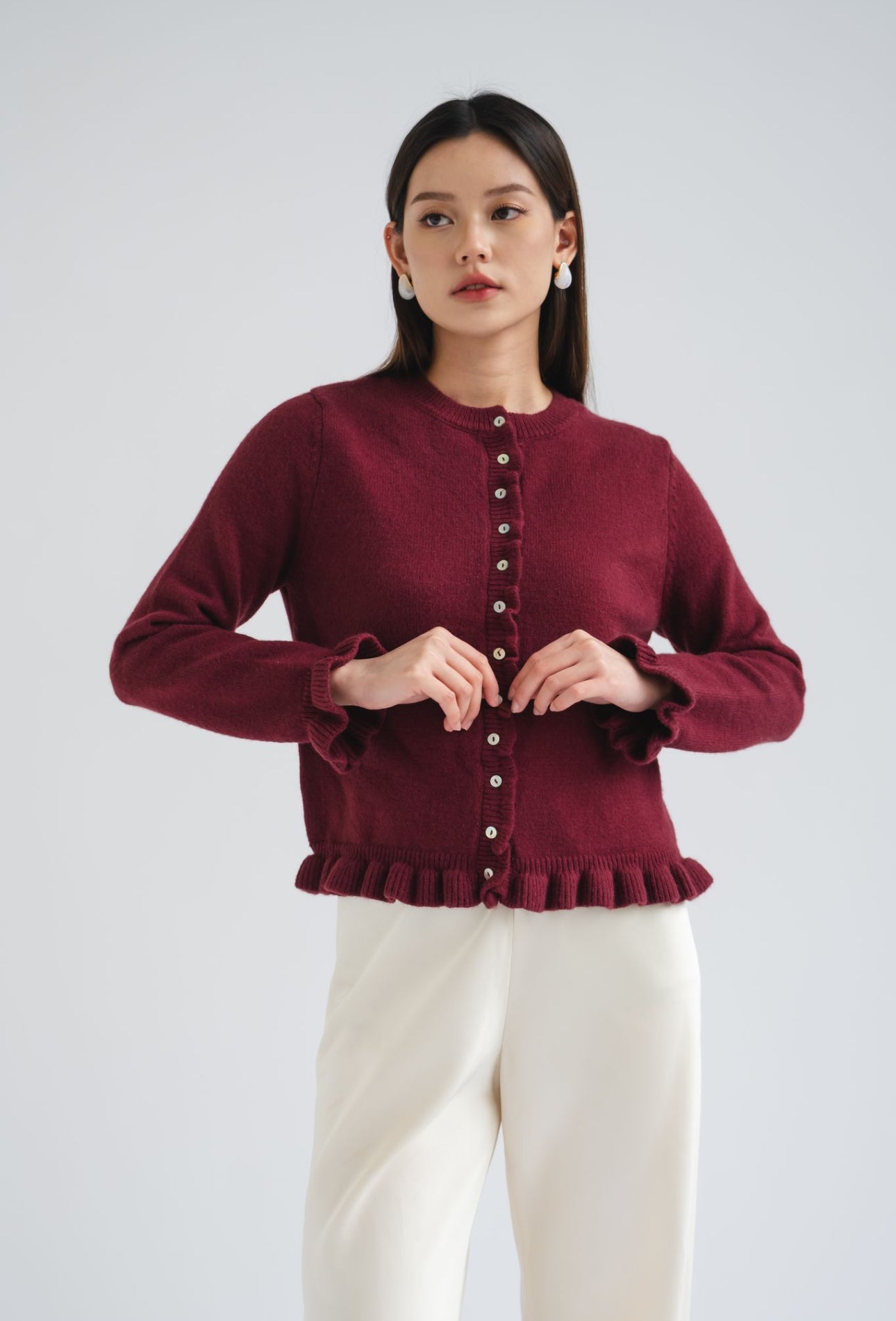Cherie Ruffle Knit | Burgundy