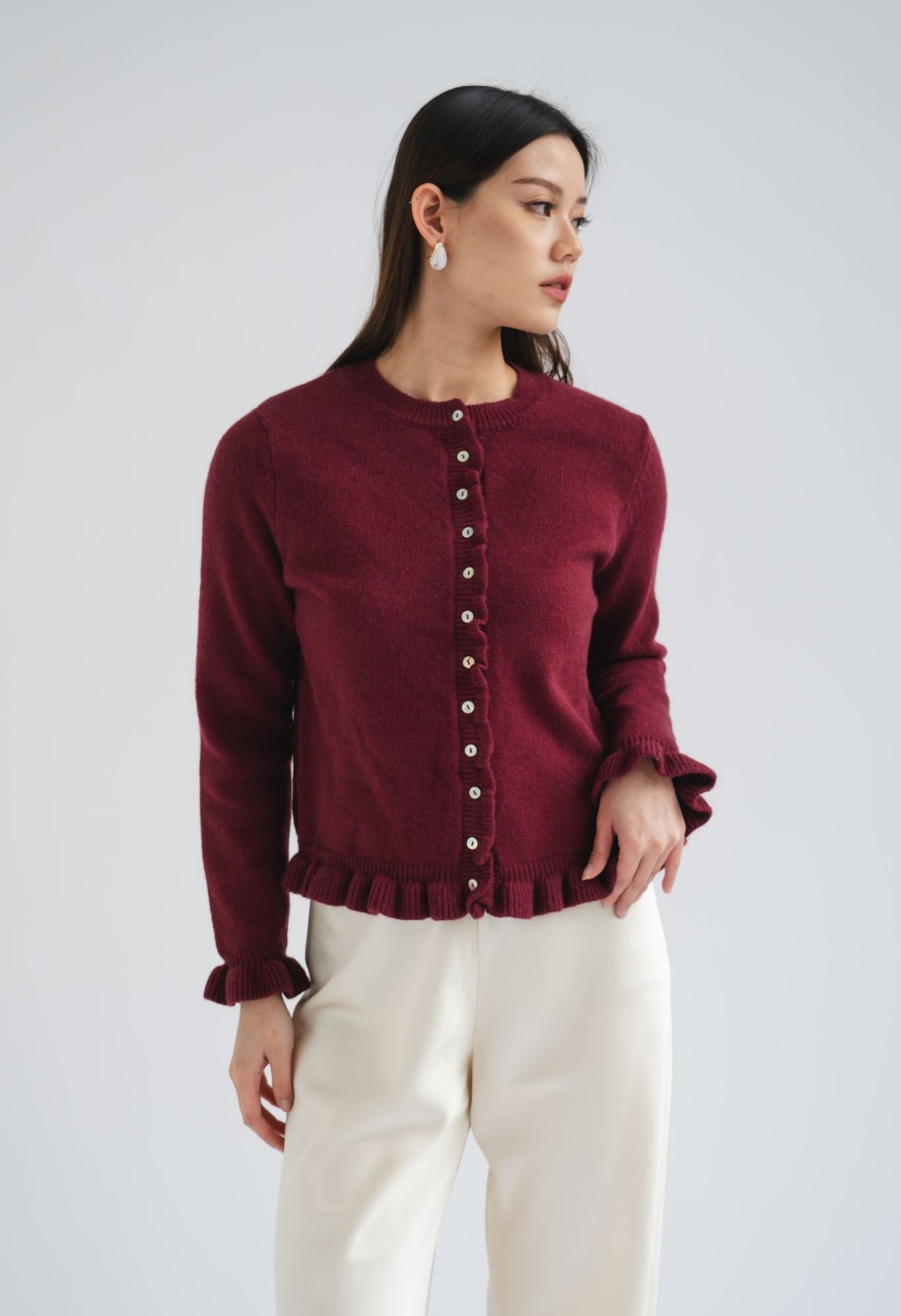 Cherie Ruffle Knit | Burgundy