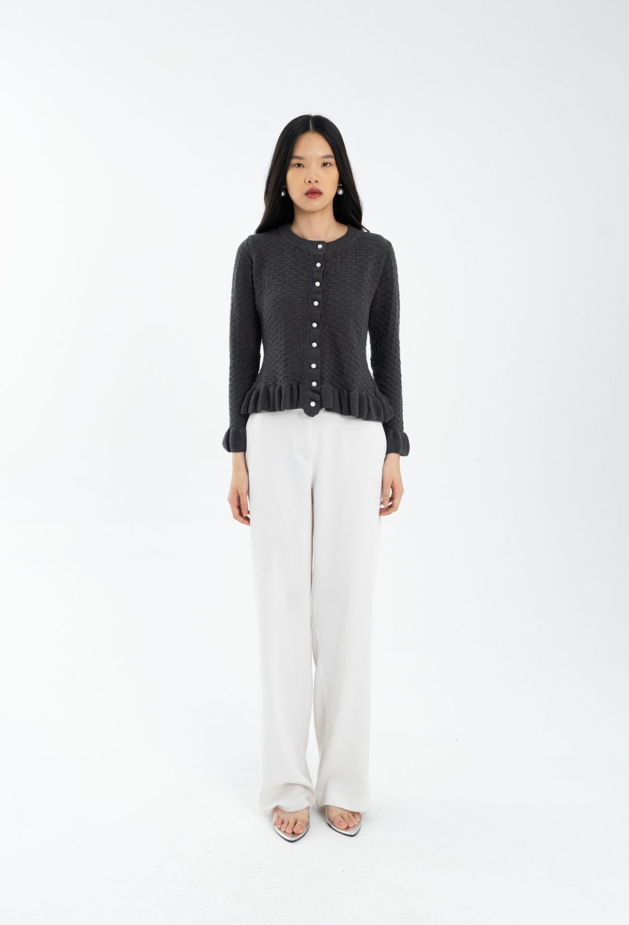 Notable Ruffle Cardigan | Grey