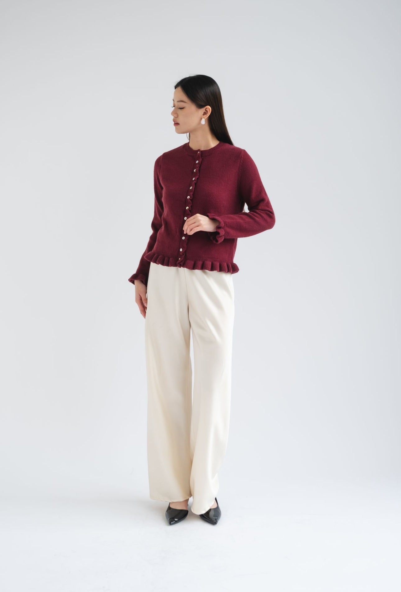 Cherie Ruffle Knit | Burgundy