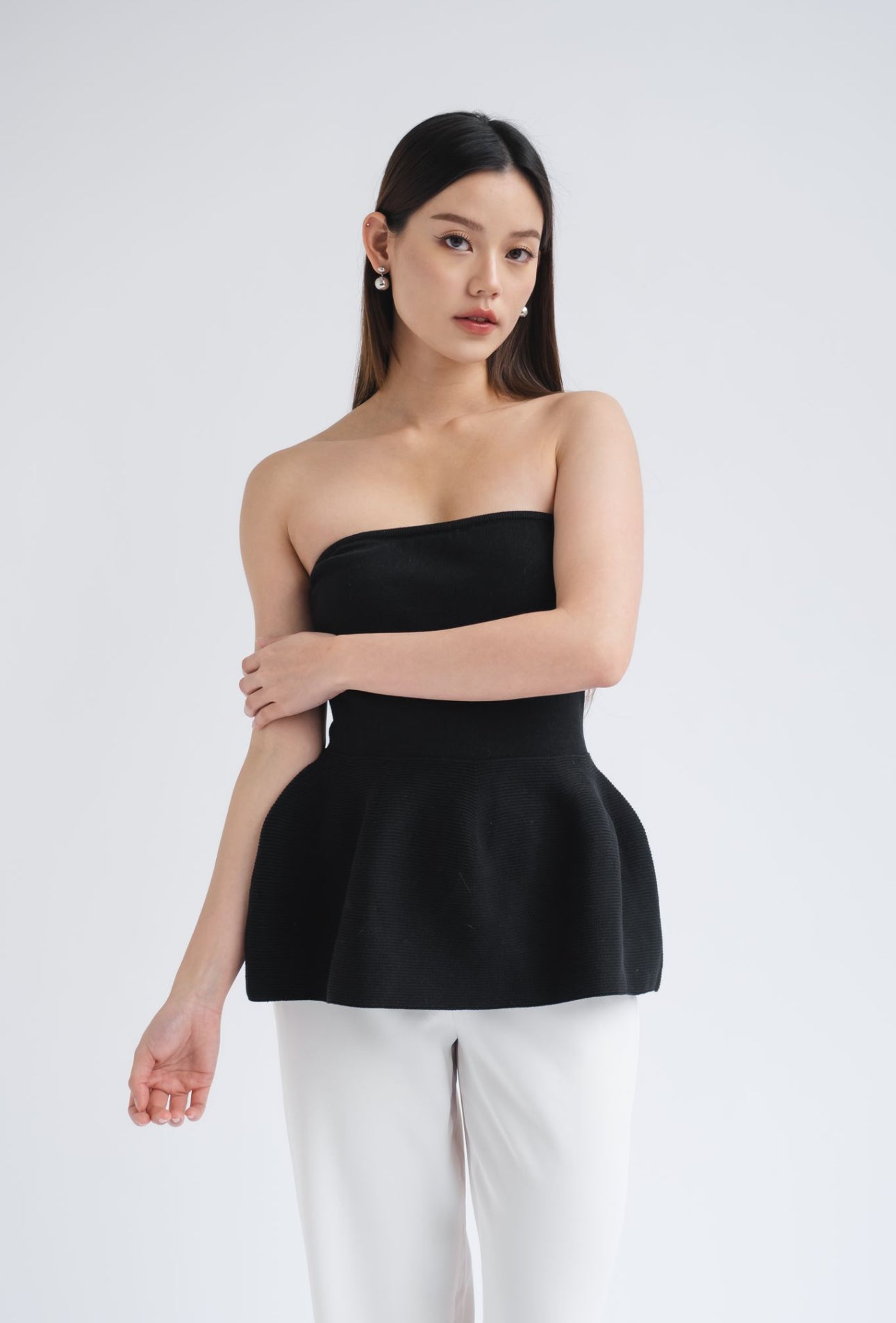 Edie Peplum Tube | Black