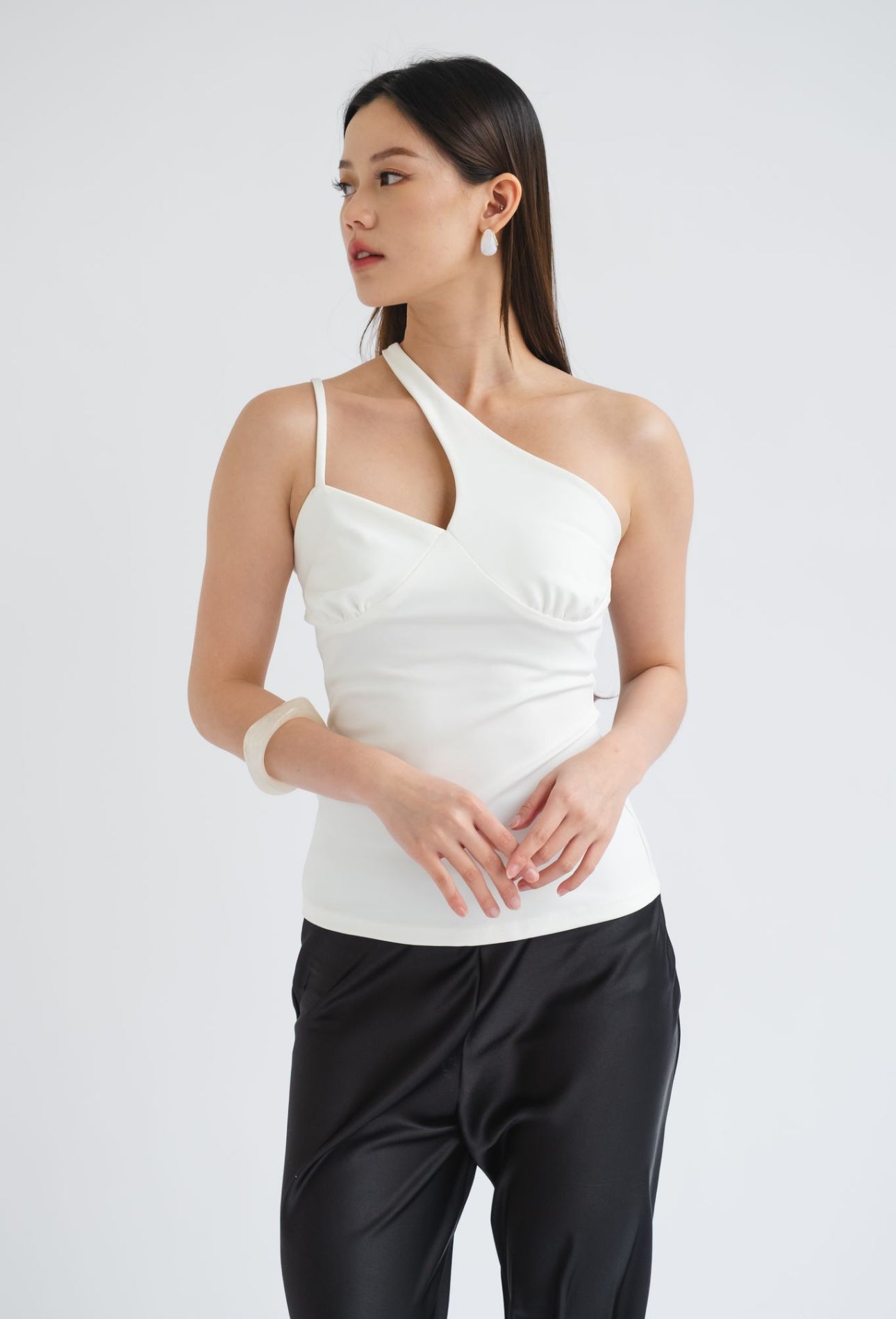Faye Asymmetrical tank | White