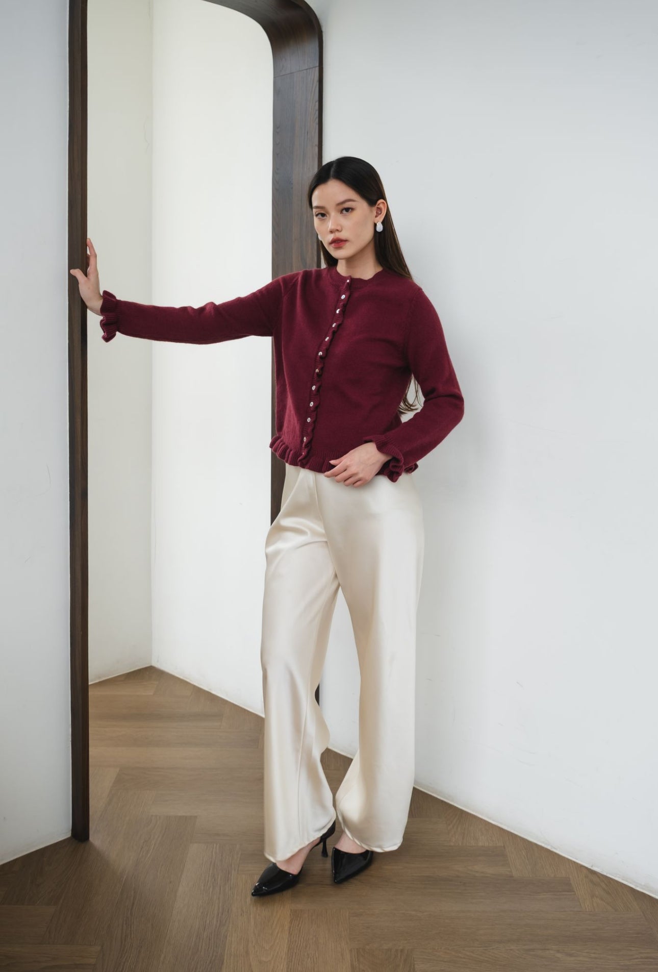 Cherie Ruffle Knit | Burgundy