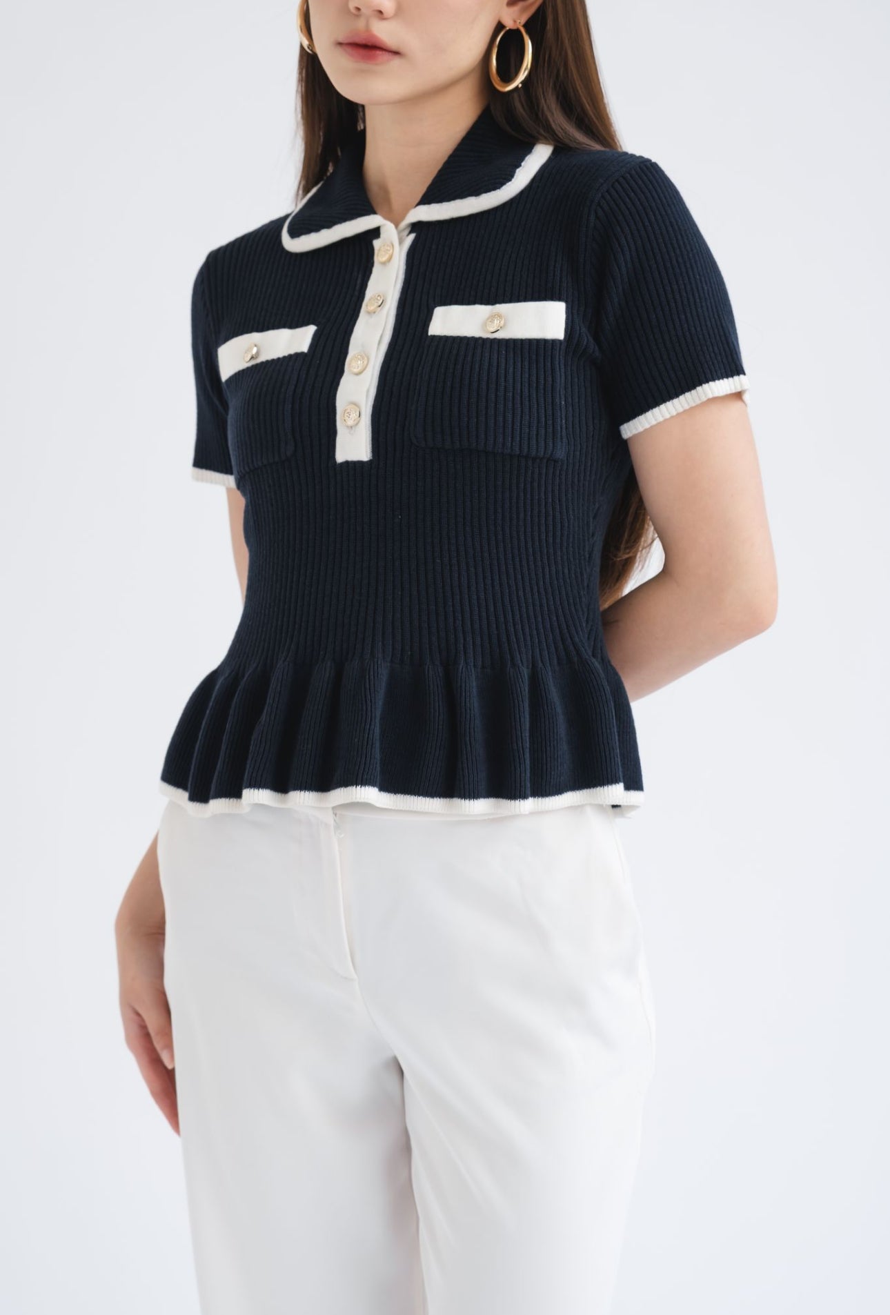 Kiki Contrast Top | Navy