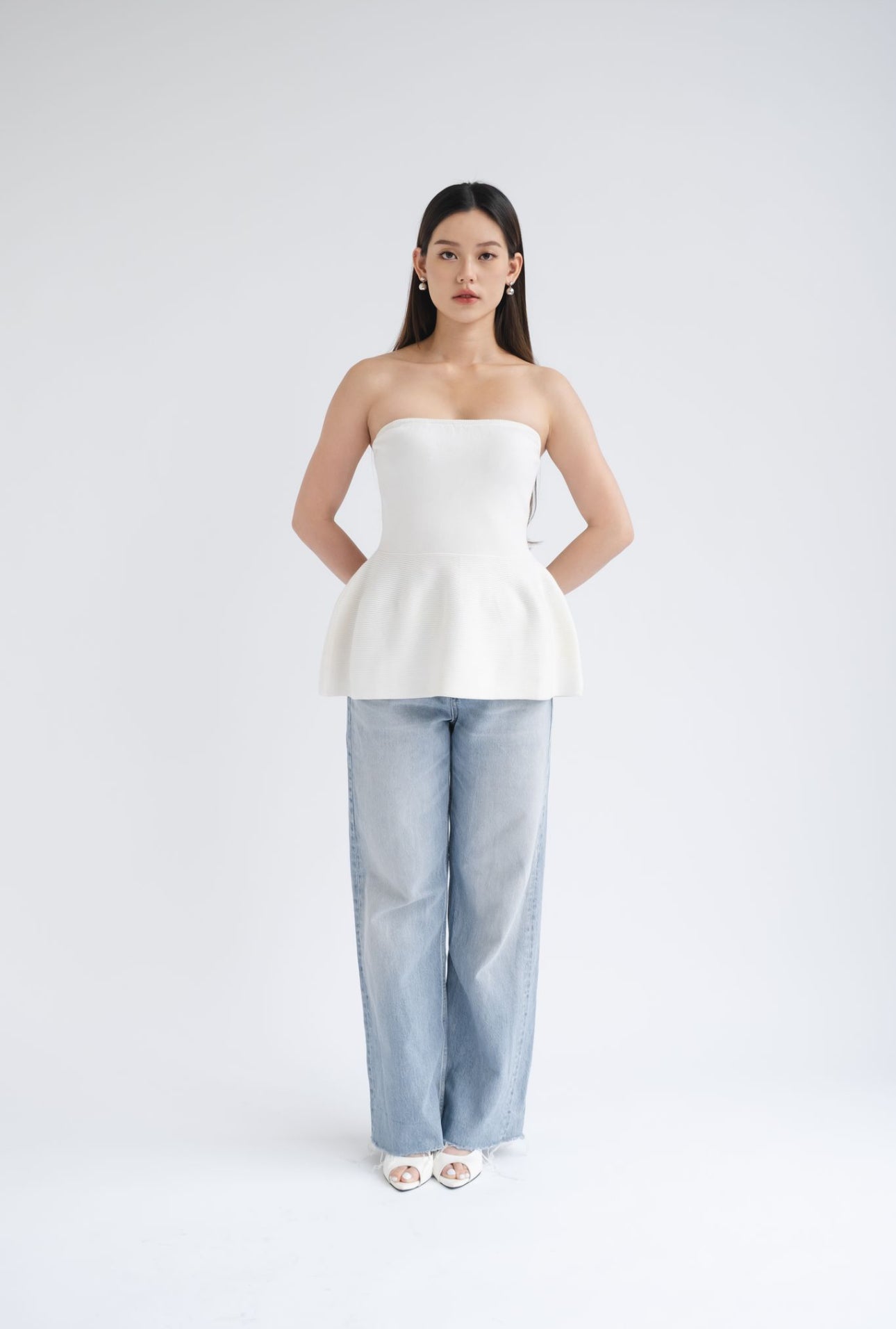 Edie Tube Peplum | White