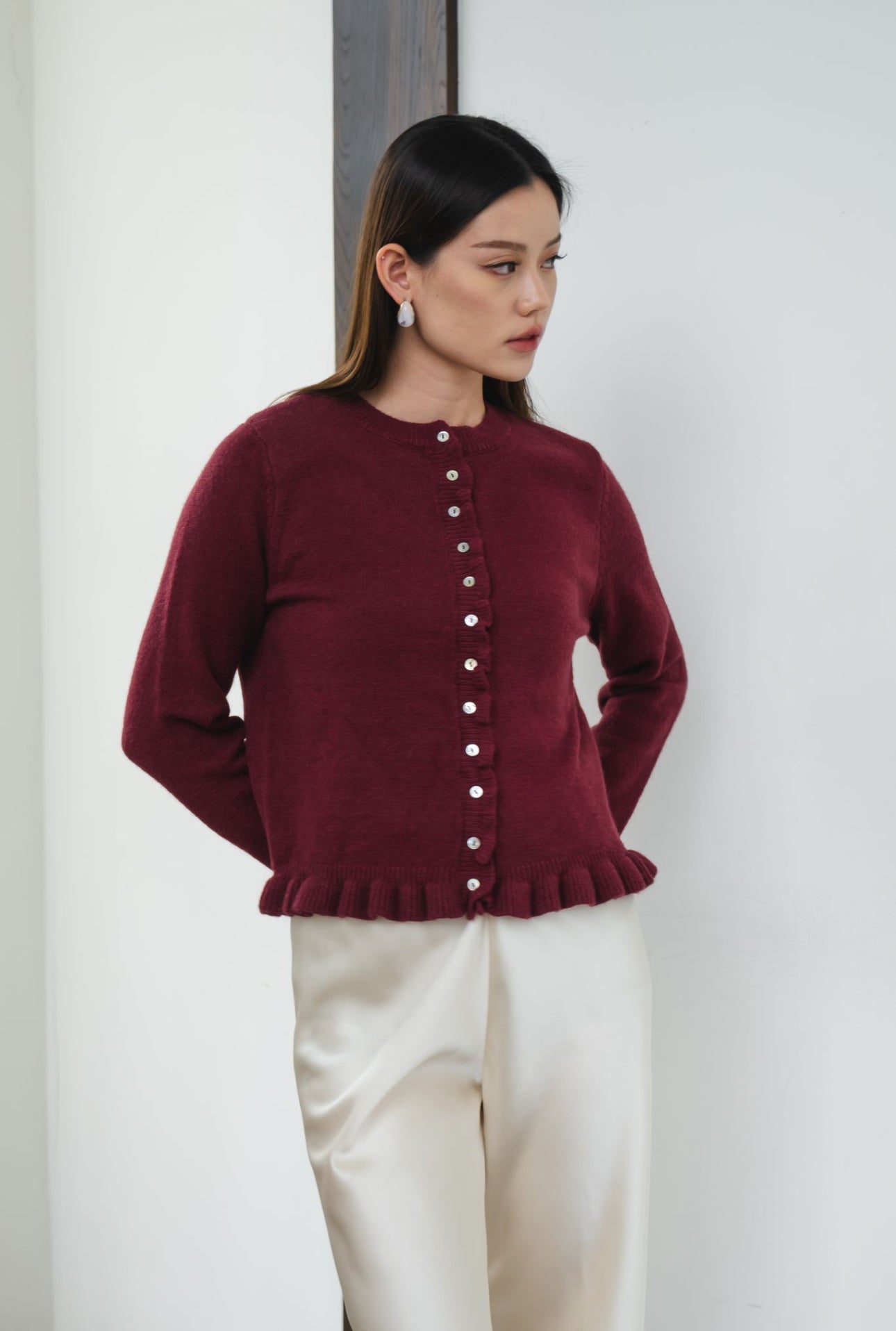 Cherie Ruffle Knit | Burgundy