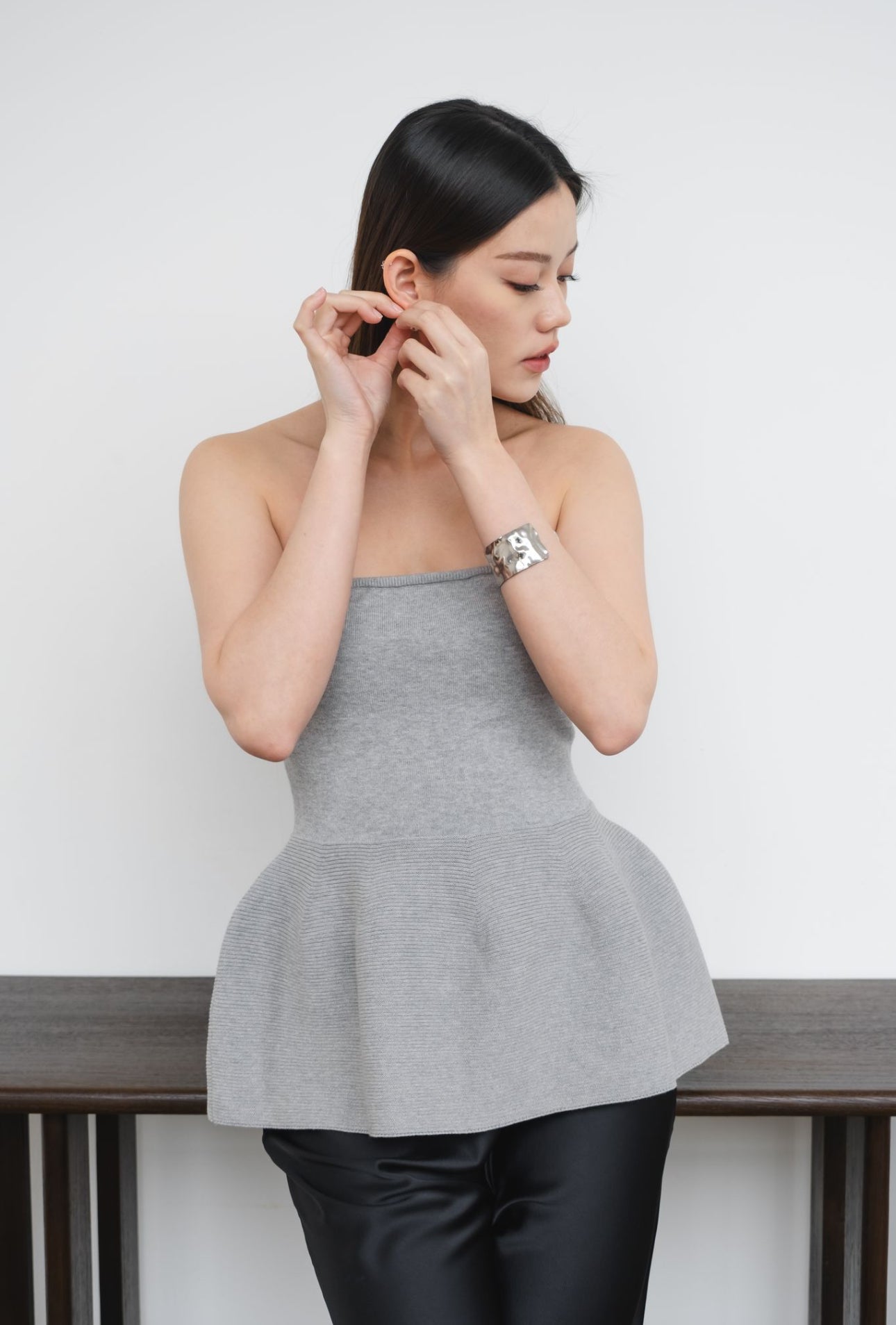 Edie Peplum Top | Grey
