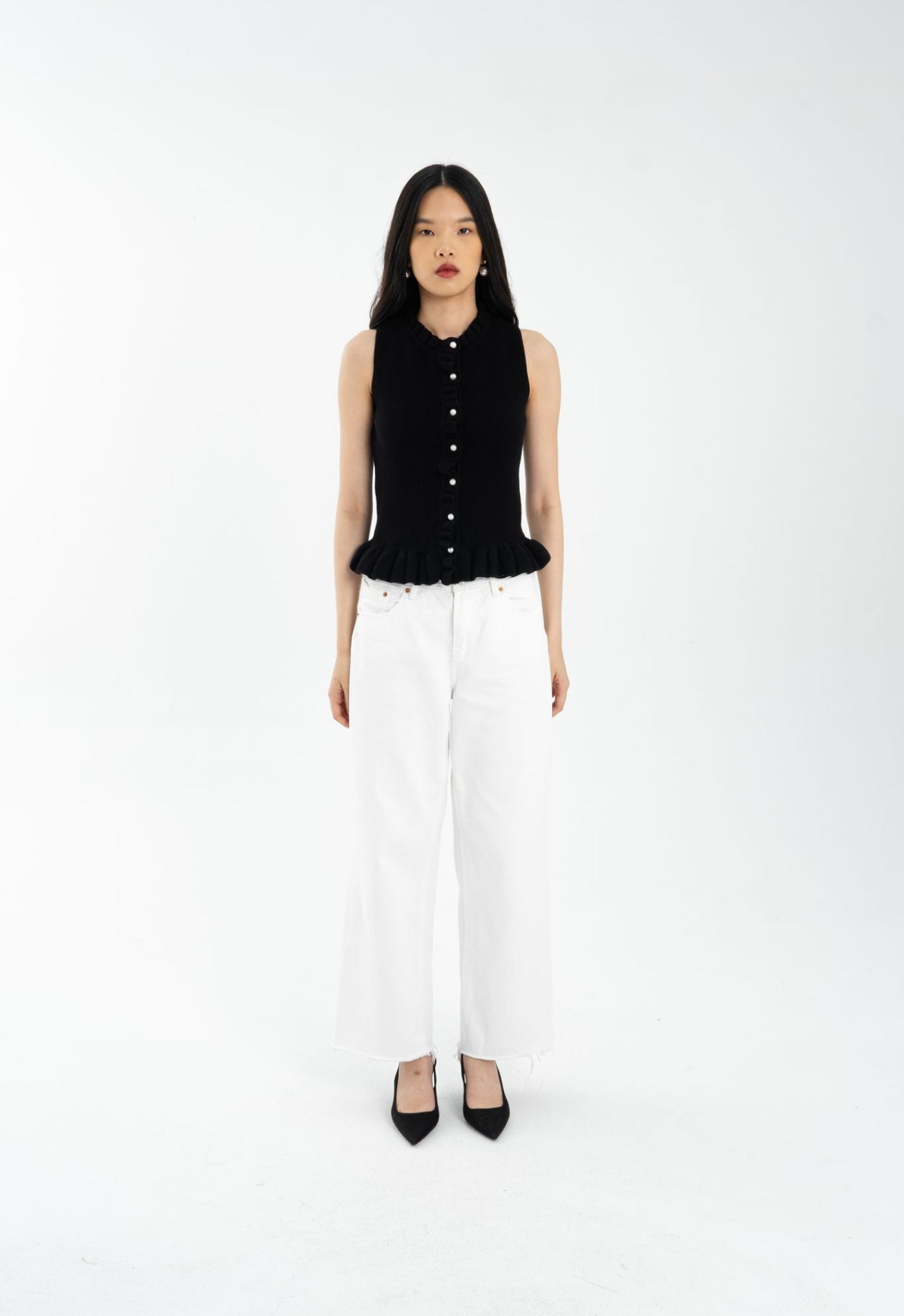 Plush Ruffle Top | Black