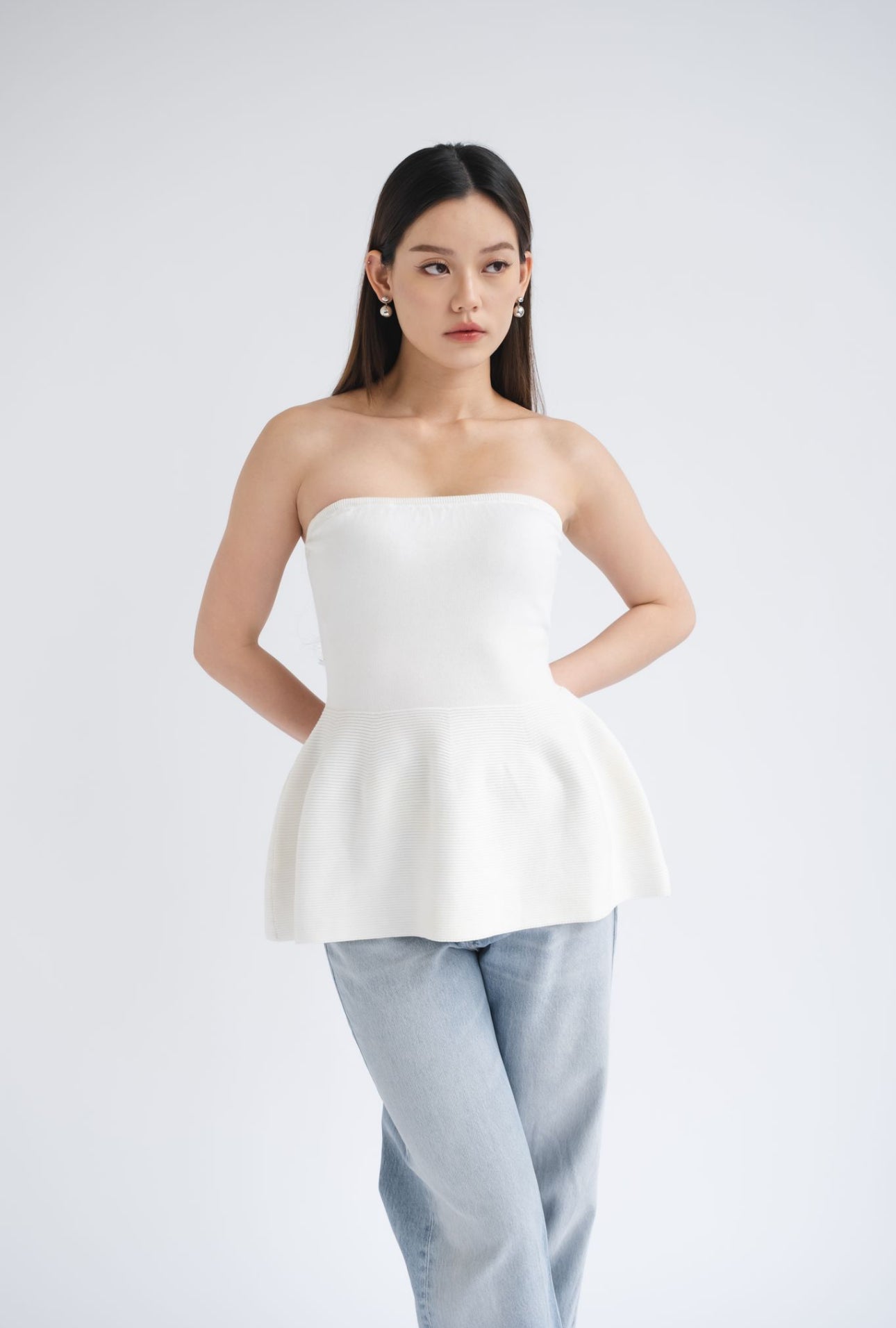 Edie Tube Peplum | White