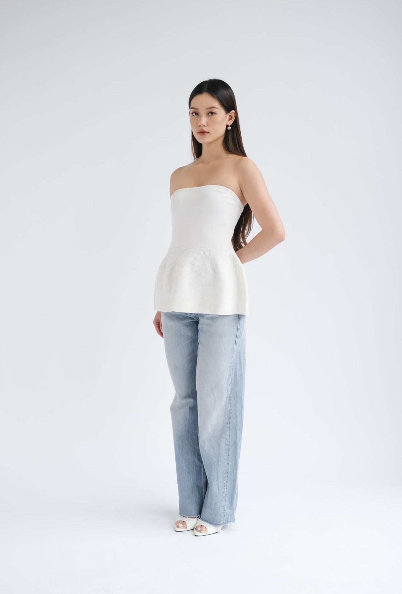 Edie Tube Peplum | White