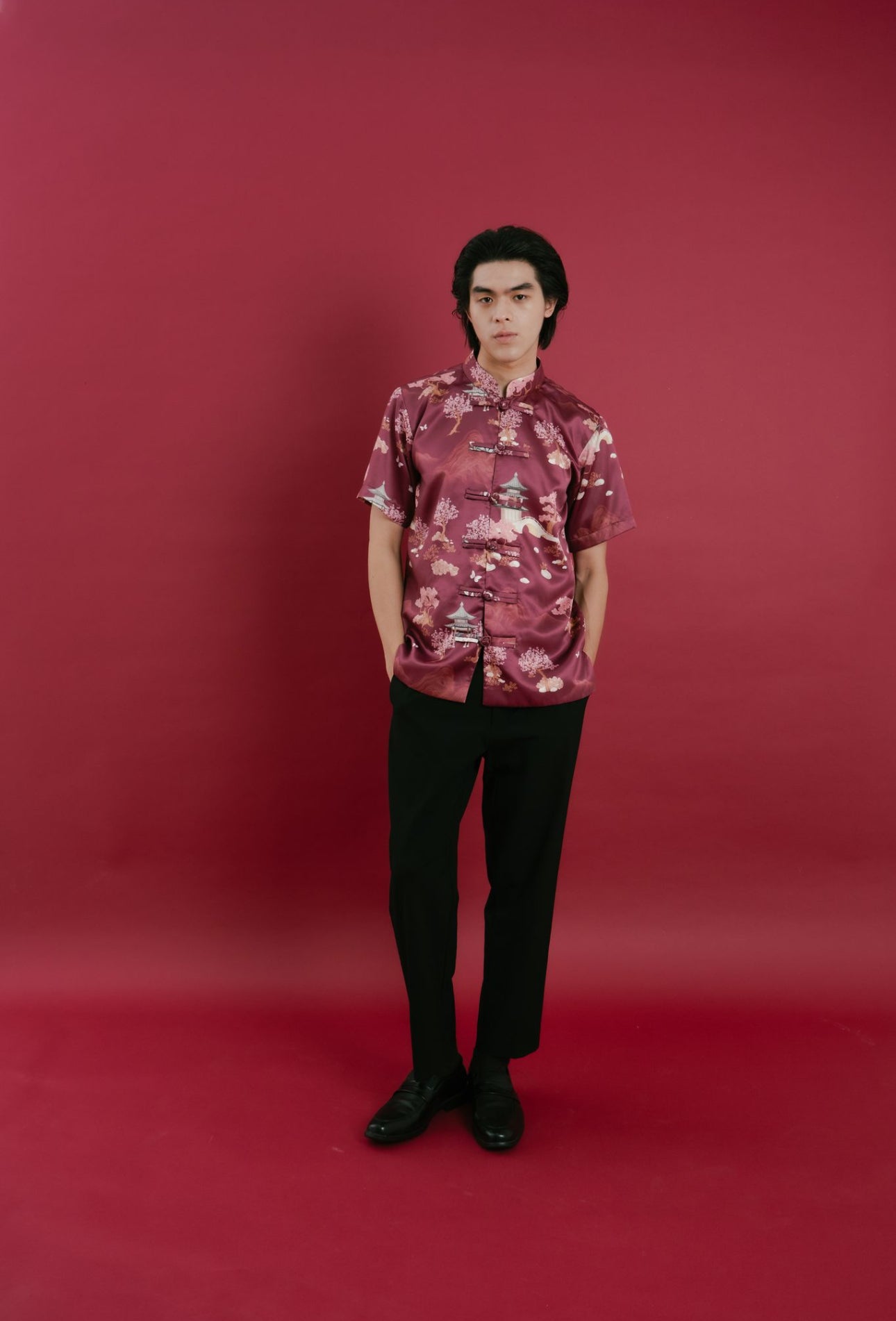 Ming Shirt (Man’s Top) | Maroon Forest