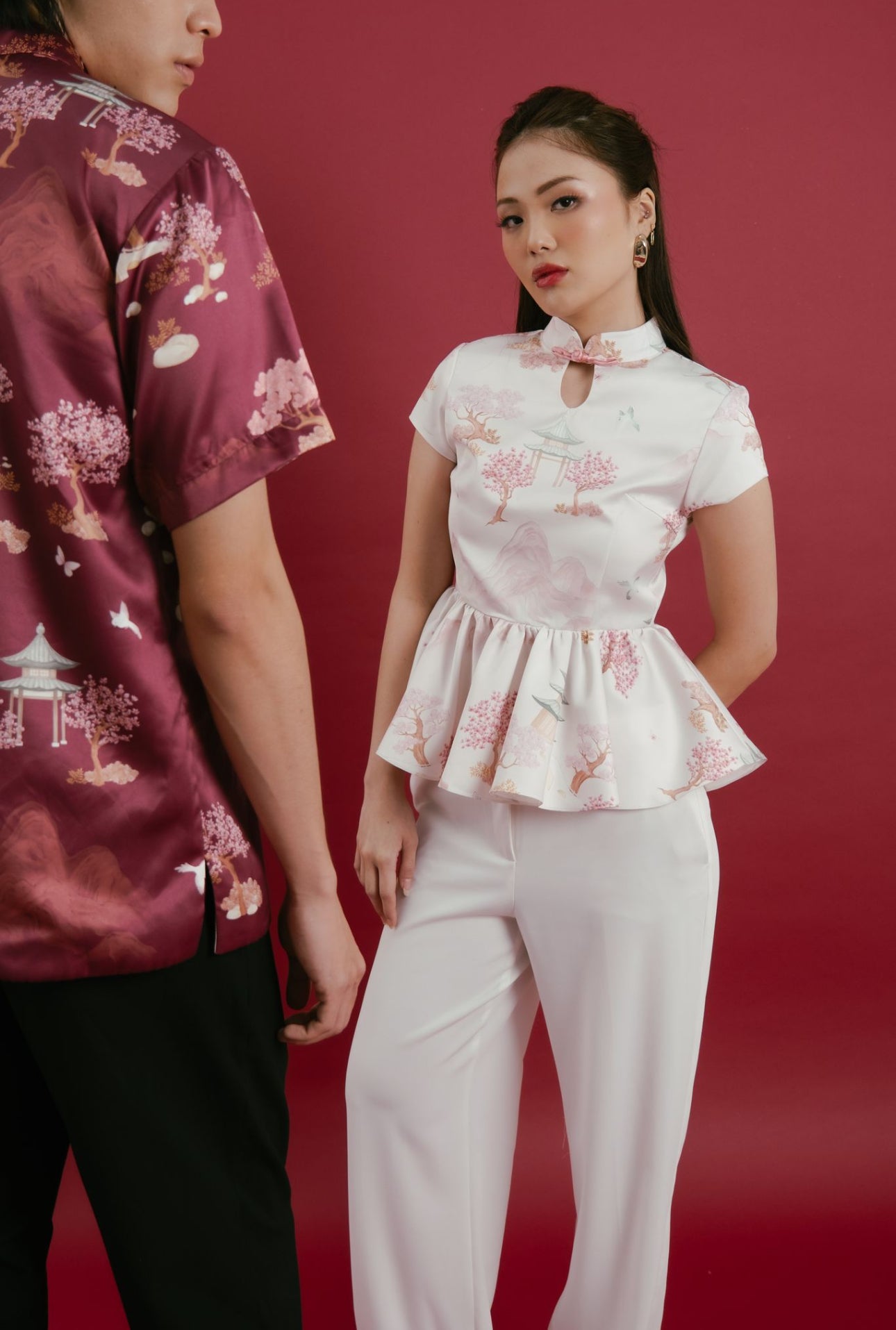 Ai Peplum Top | Pink Forest