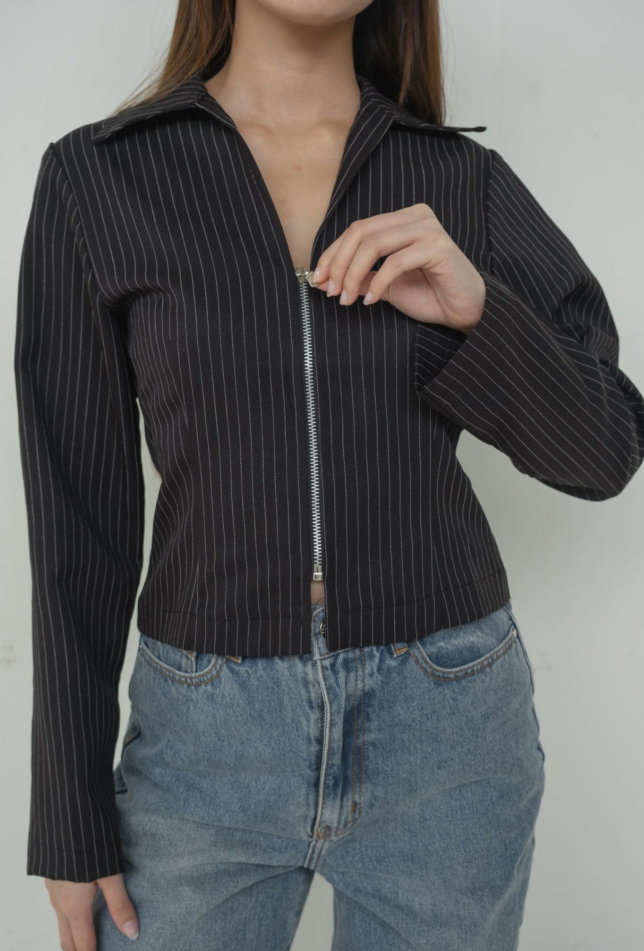 Zora Fitted Blazer | Black Stripe