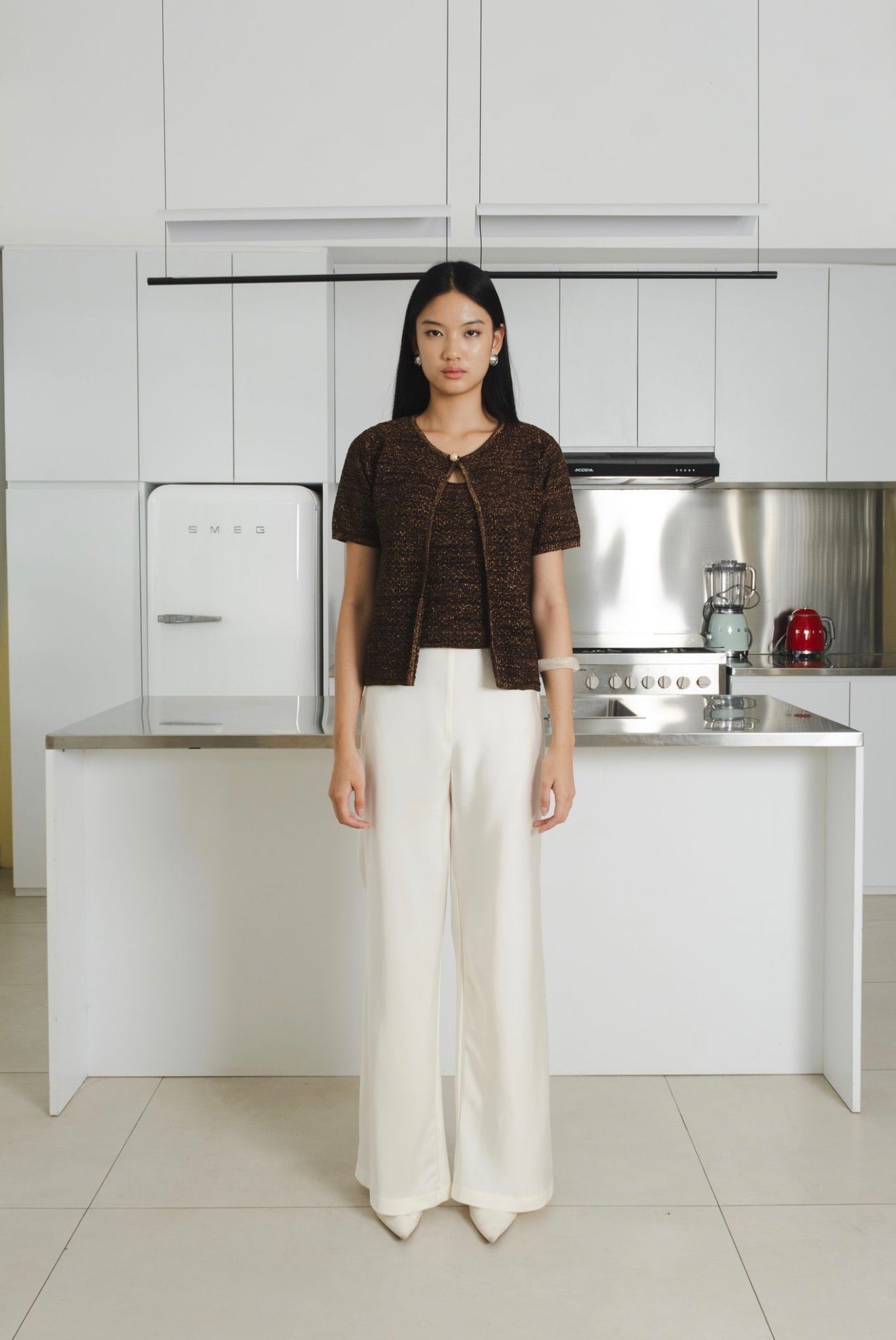 Lustre Glitter Knit Set | Coffee
