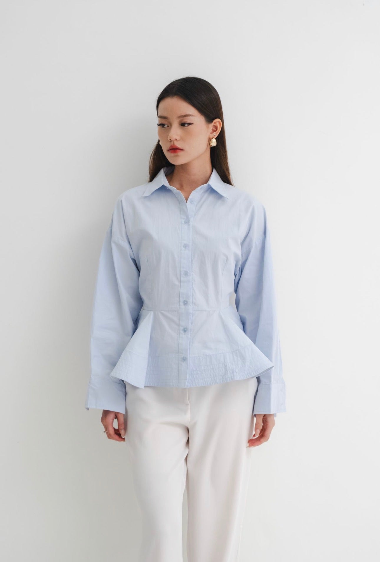 Elan Peplum Shirt | Blue