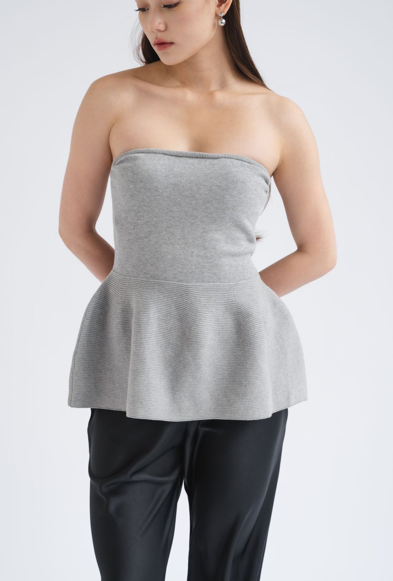 Edie Peplum Top | Grey