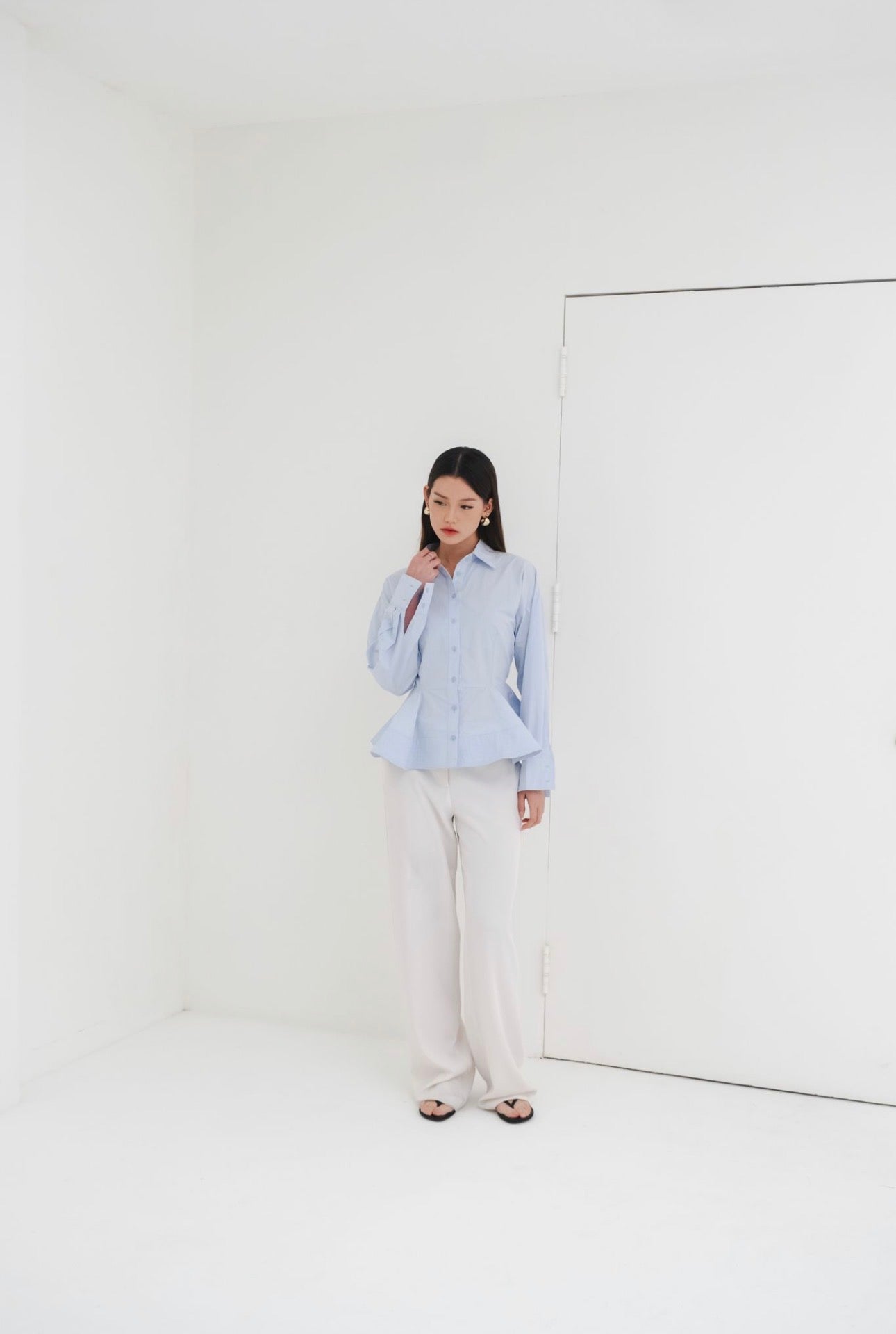 Elan Peplum Shirt | Blue