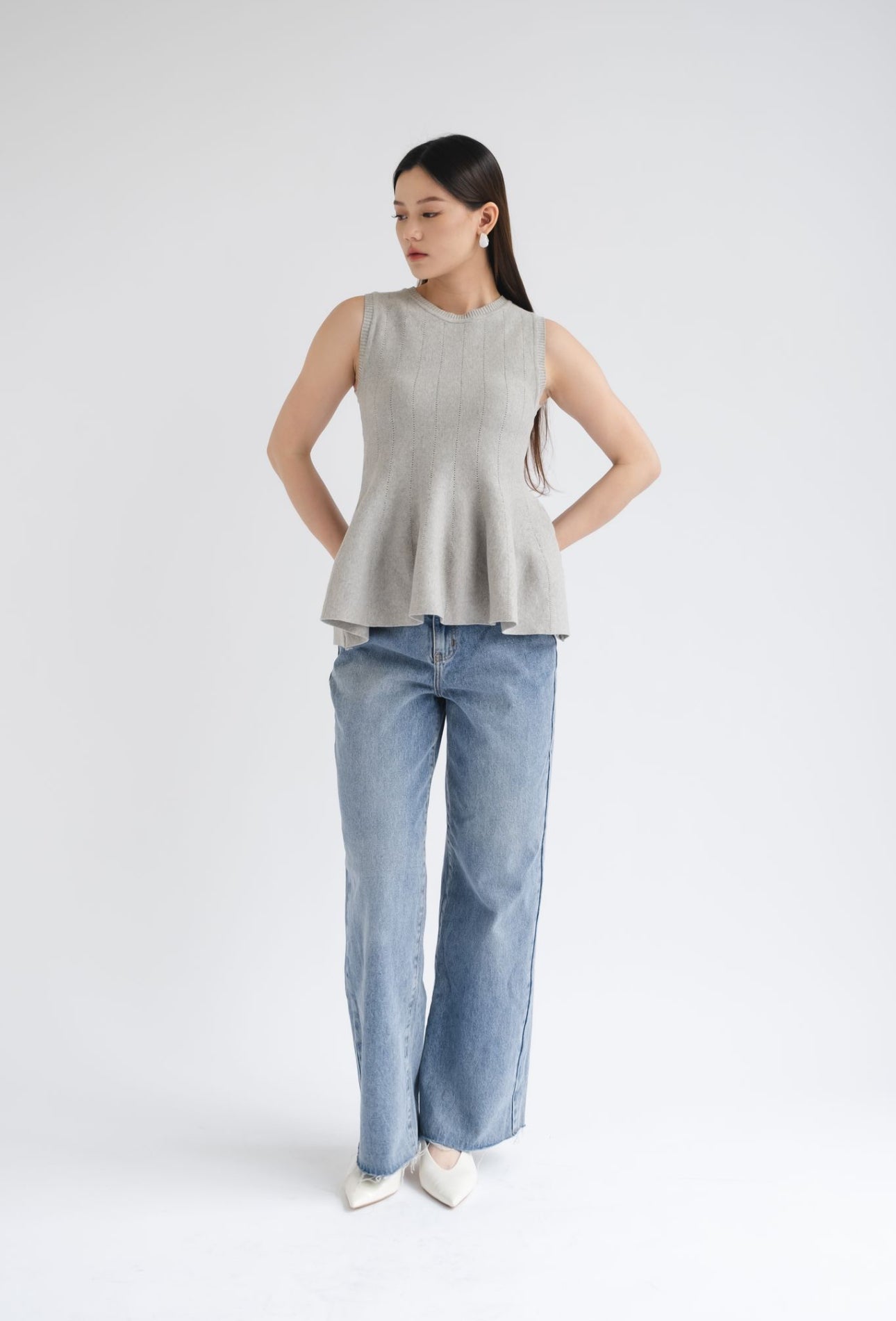 Lila Sleeveless Knit Top | Grey