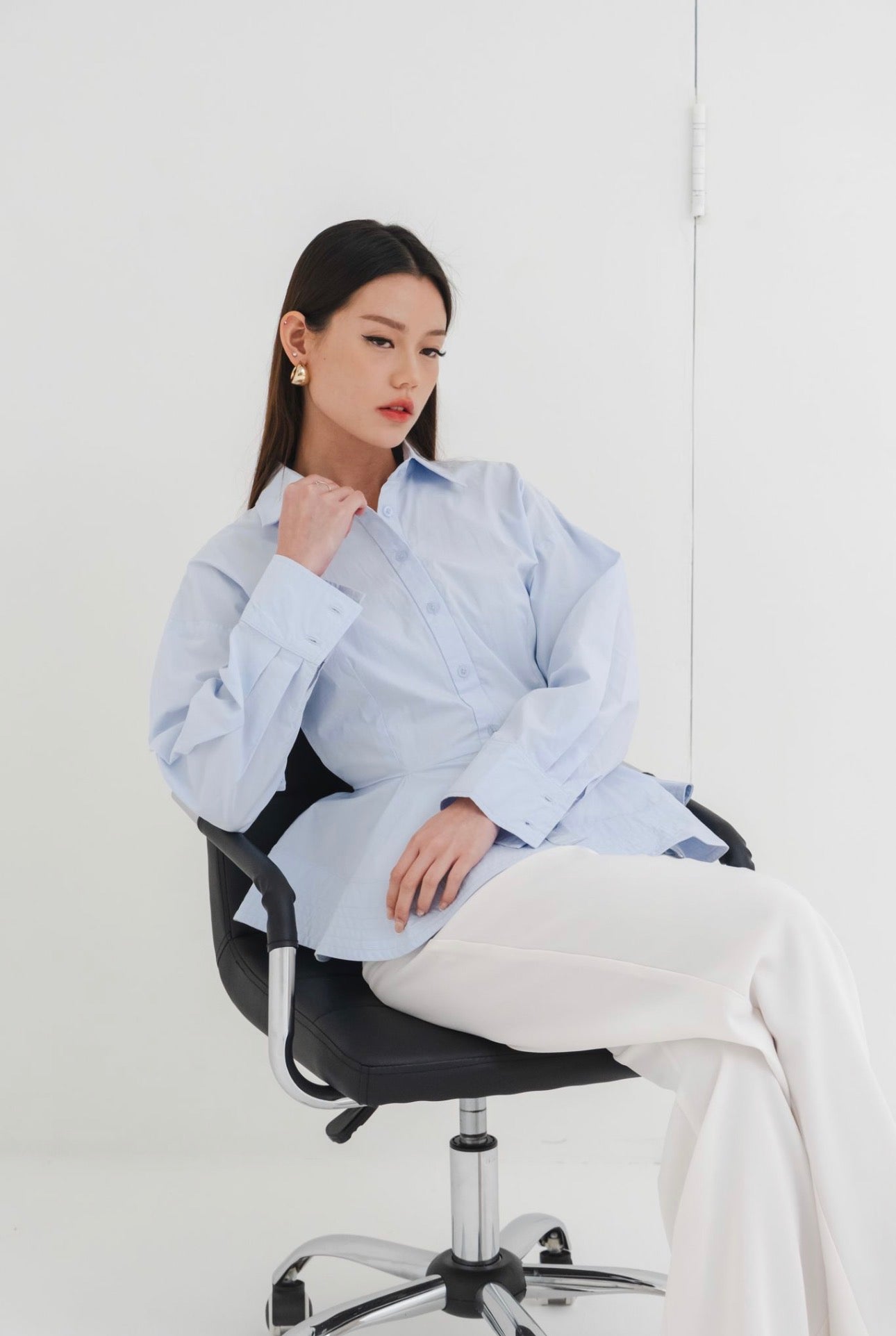 Elan Peplum Shirt | Blue