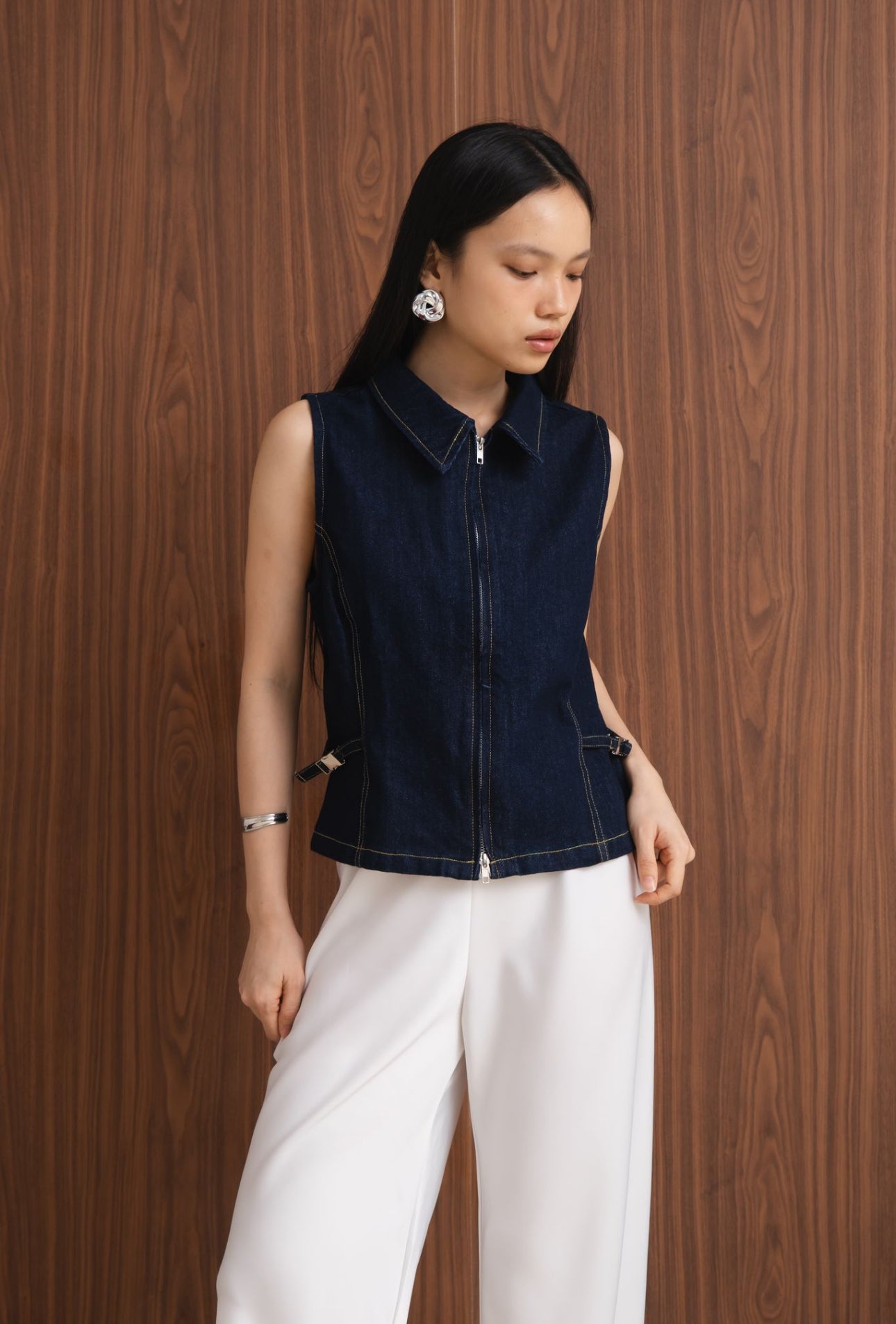 Hustle Denim Top | Dark Blue