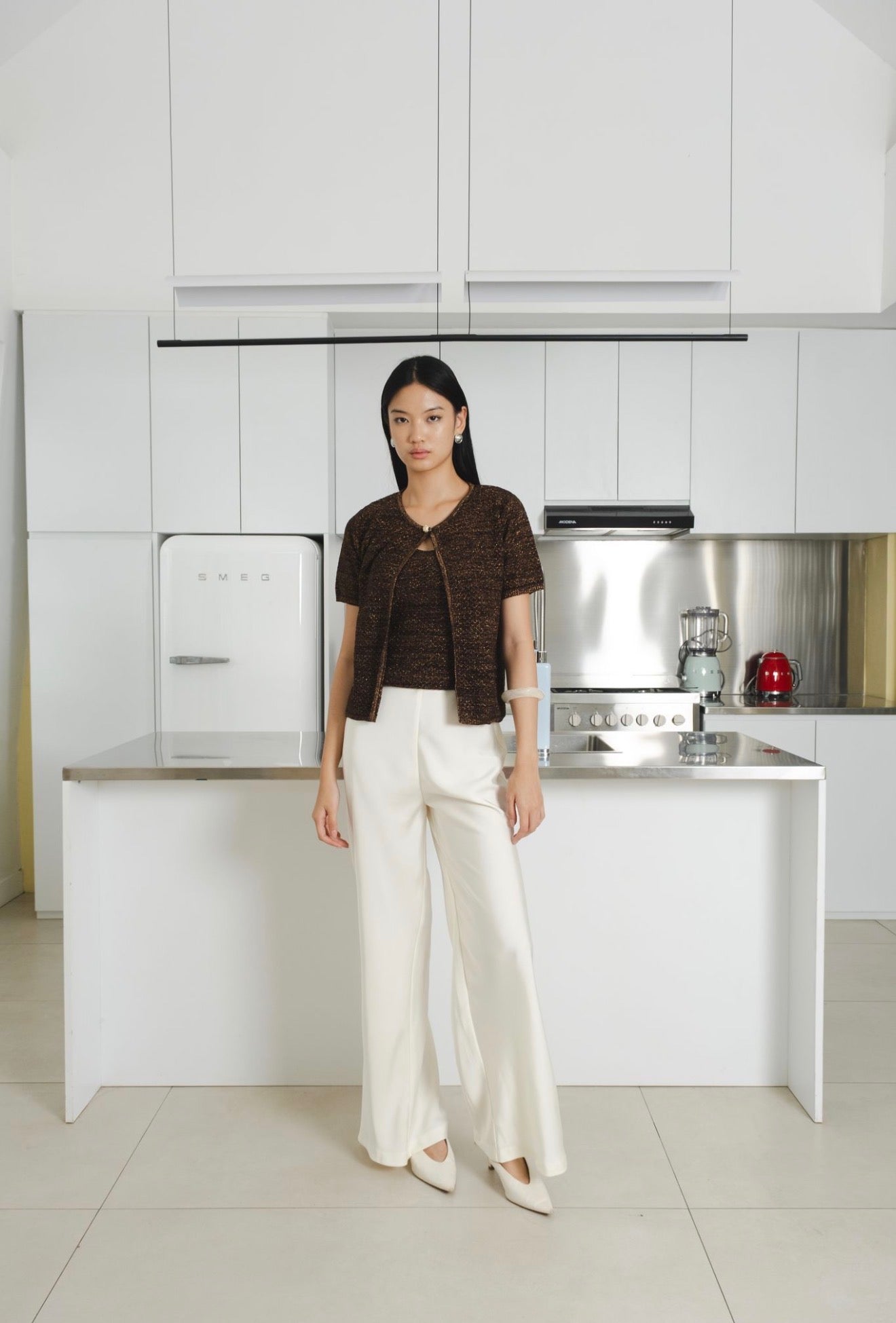 Lustre Glitter Knit Set | Coffee