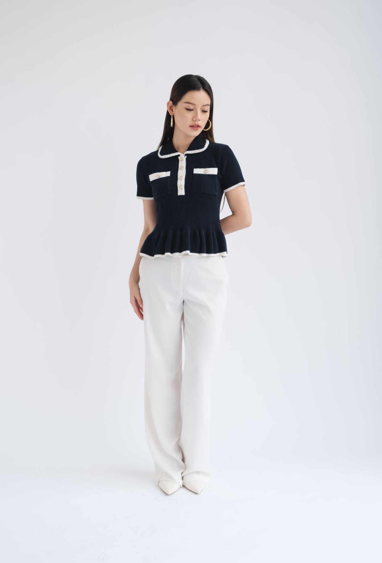 Kiki Contrast Top | Navy