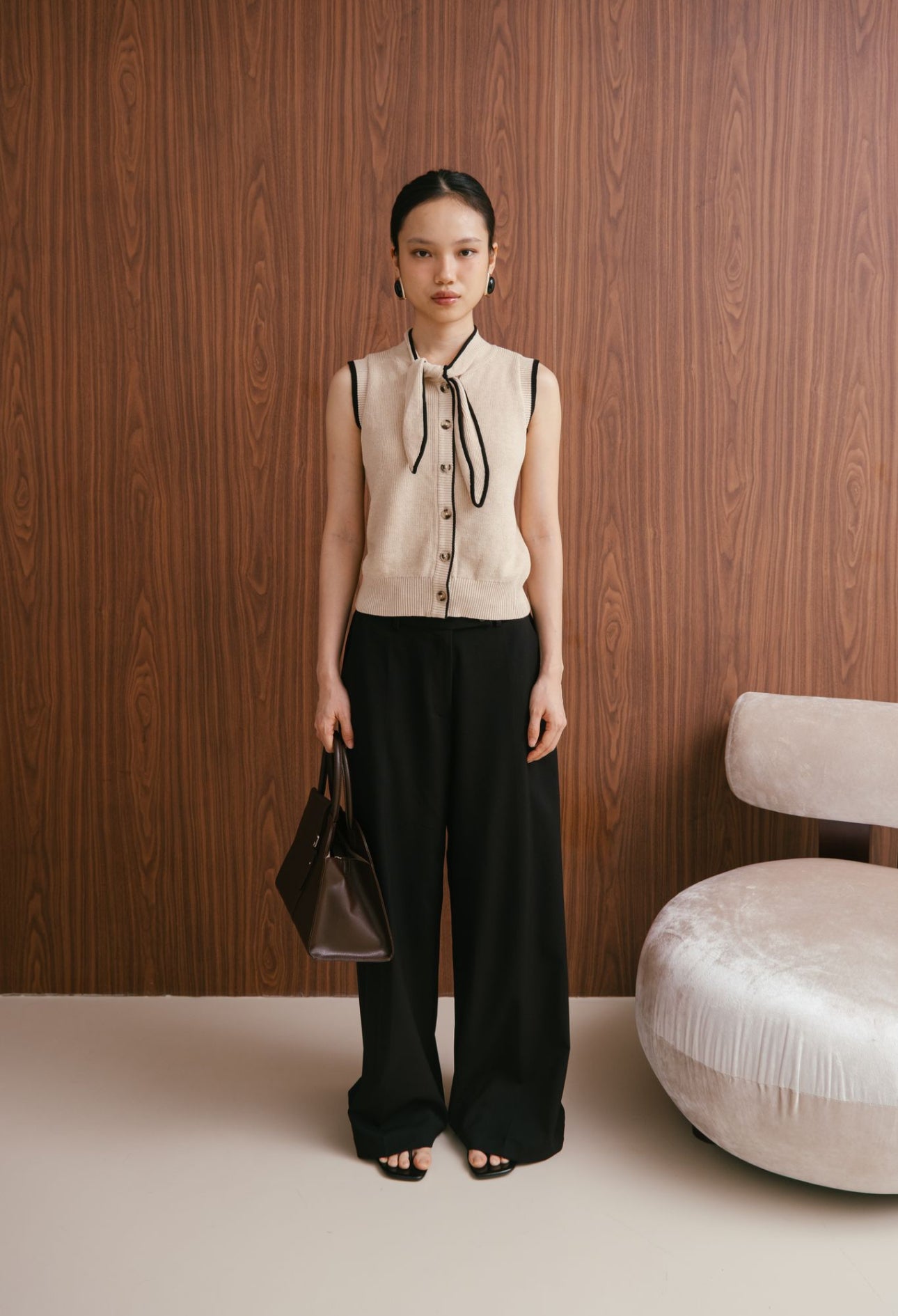 Commuter Sleeveless Knit Top | Cream