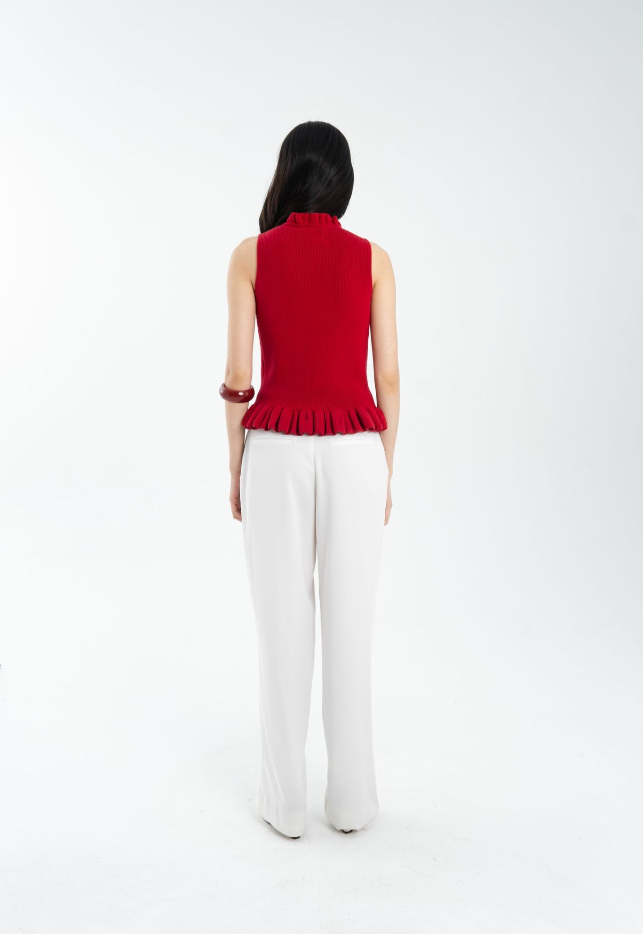 Plush Ruffle Top | Red