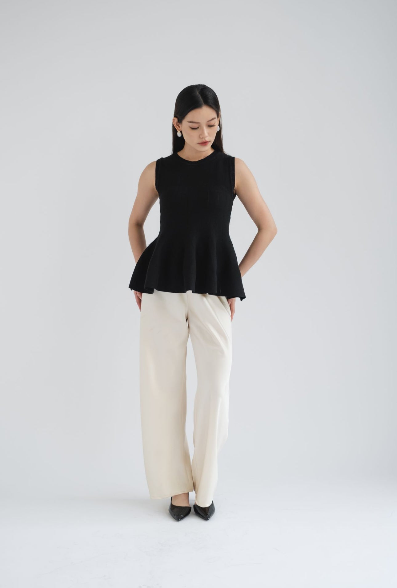 Lila Sleeveless Knit Top | Black