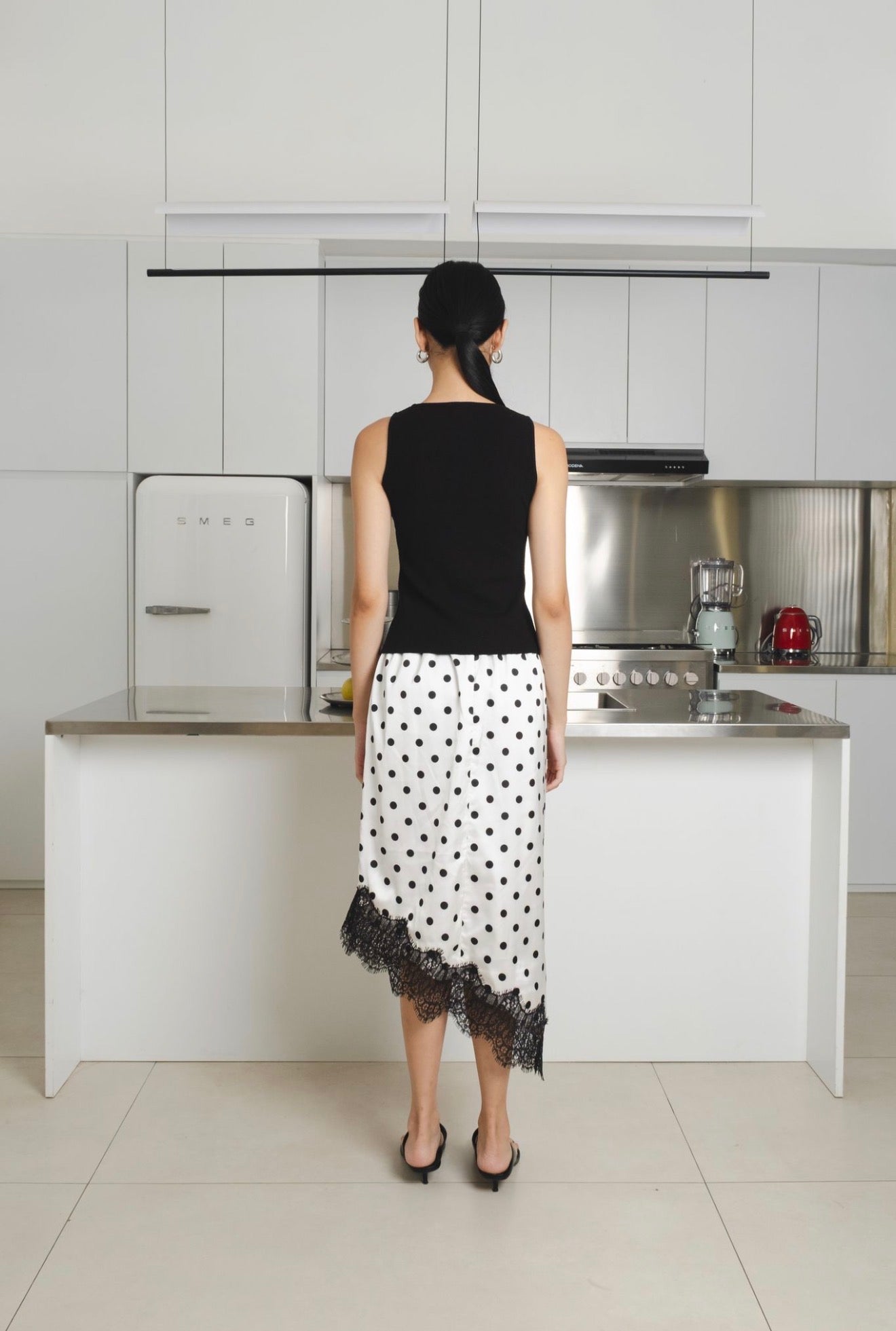 Reve Polkadot Lace Skirt | White