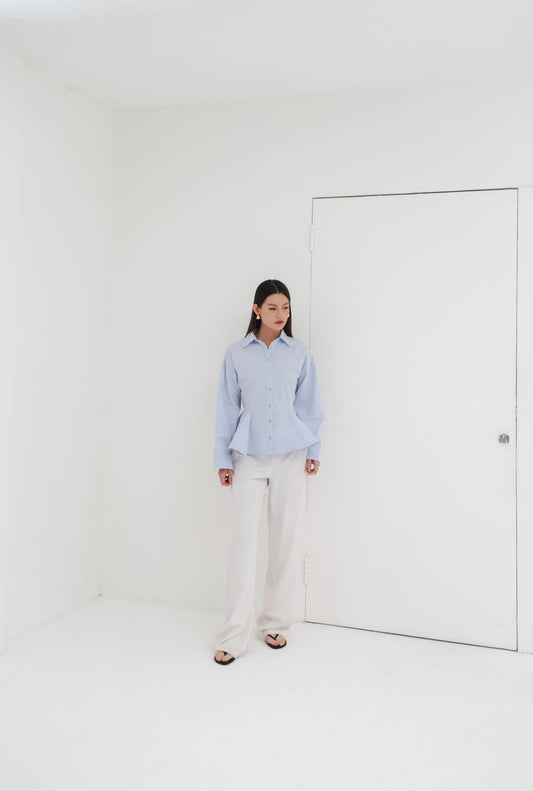 Elan Peplum Shirt | Blue