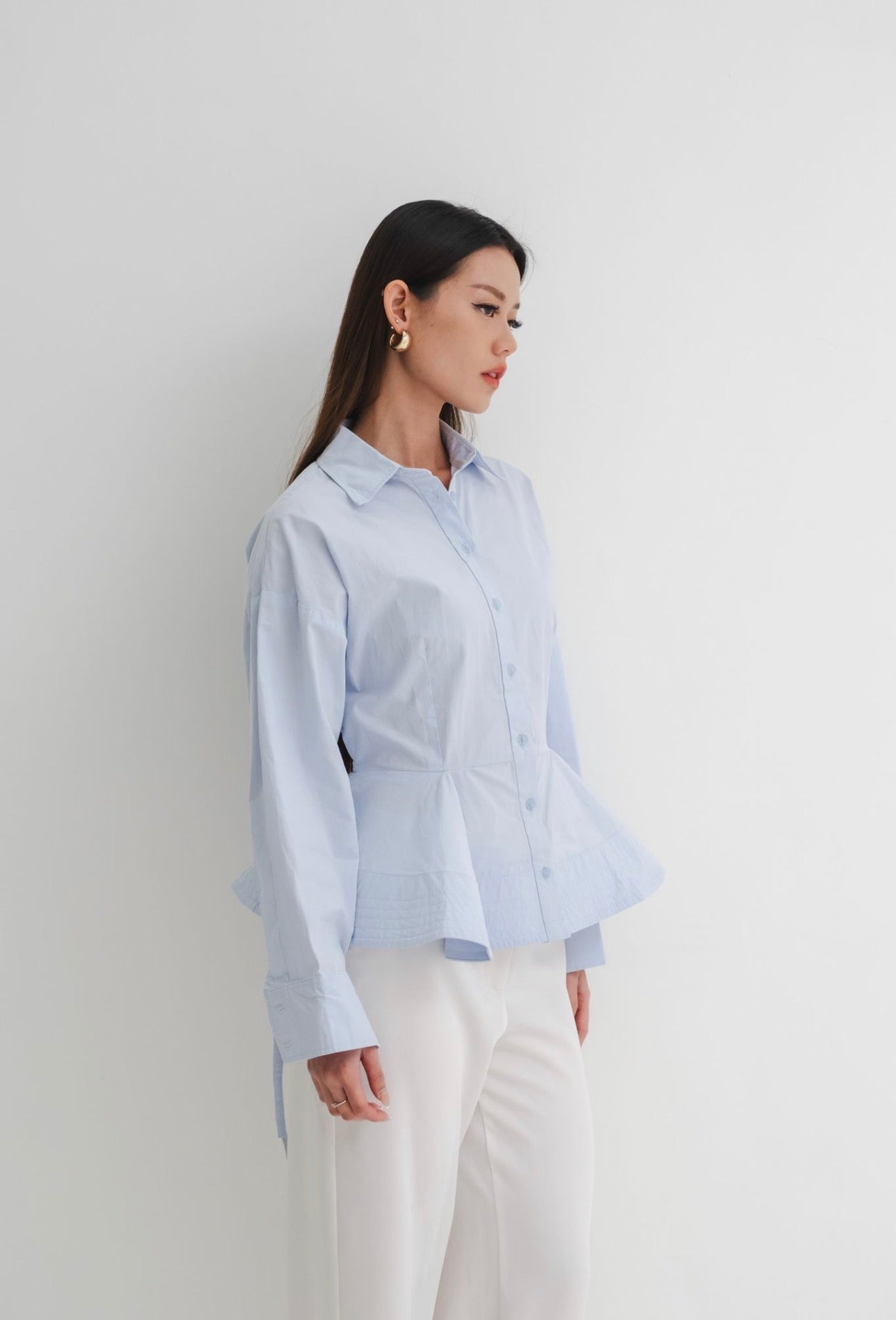 Elan Peplum Shirt | Blue