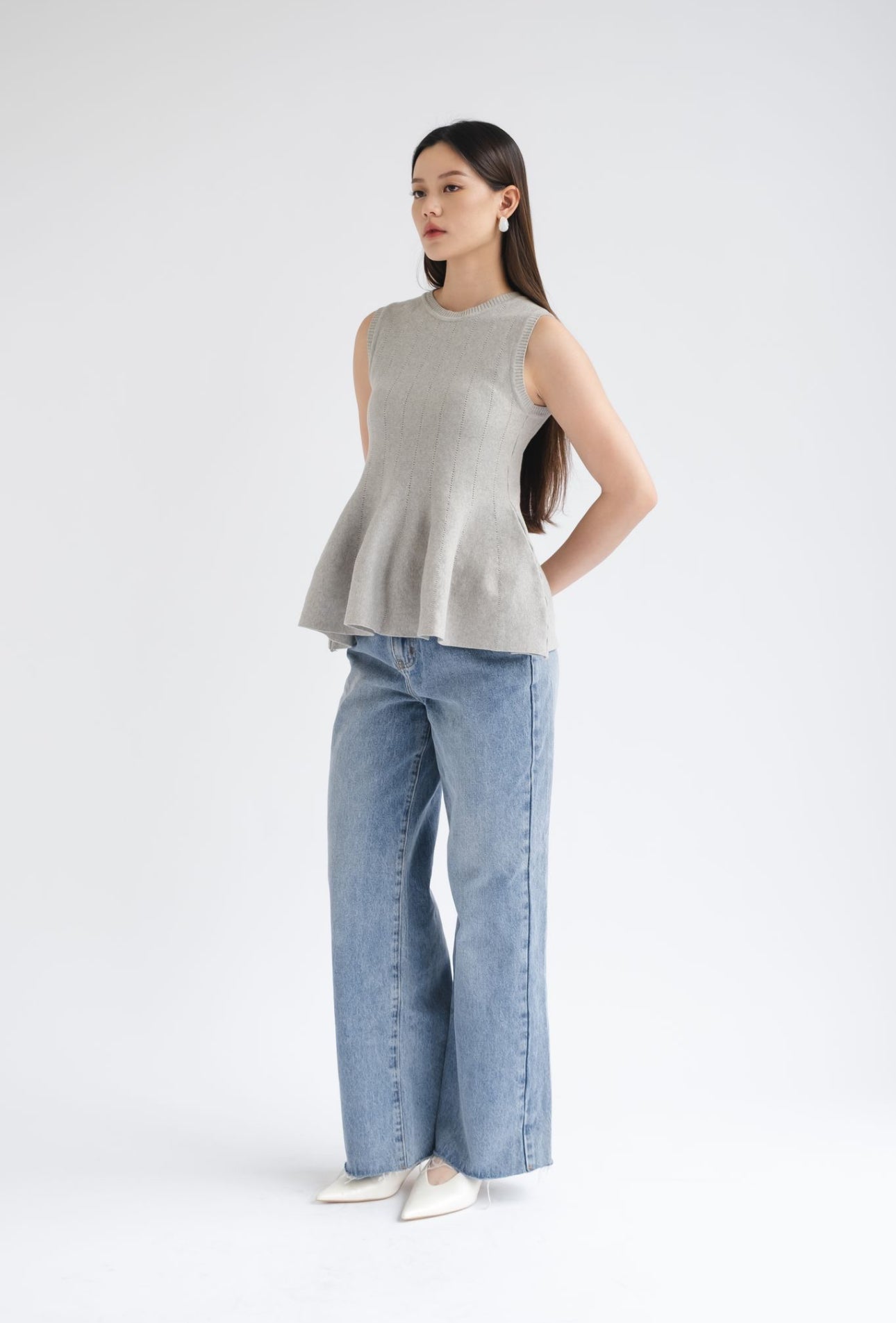 Lila Sleeveless Knit Top | Grey