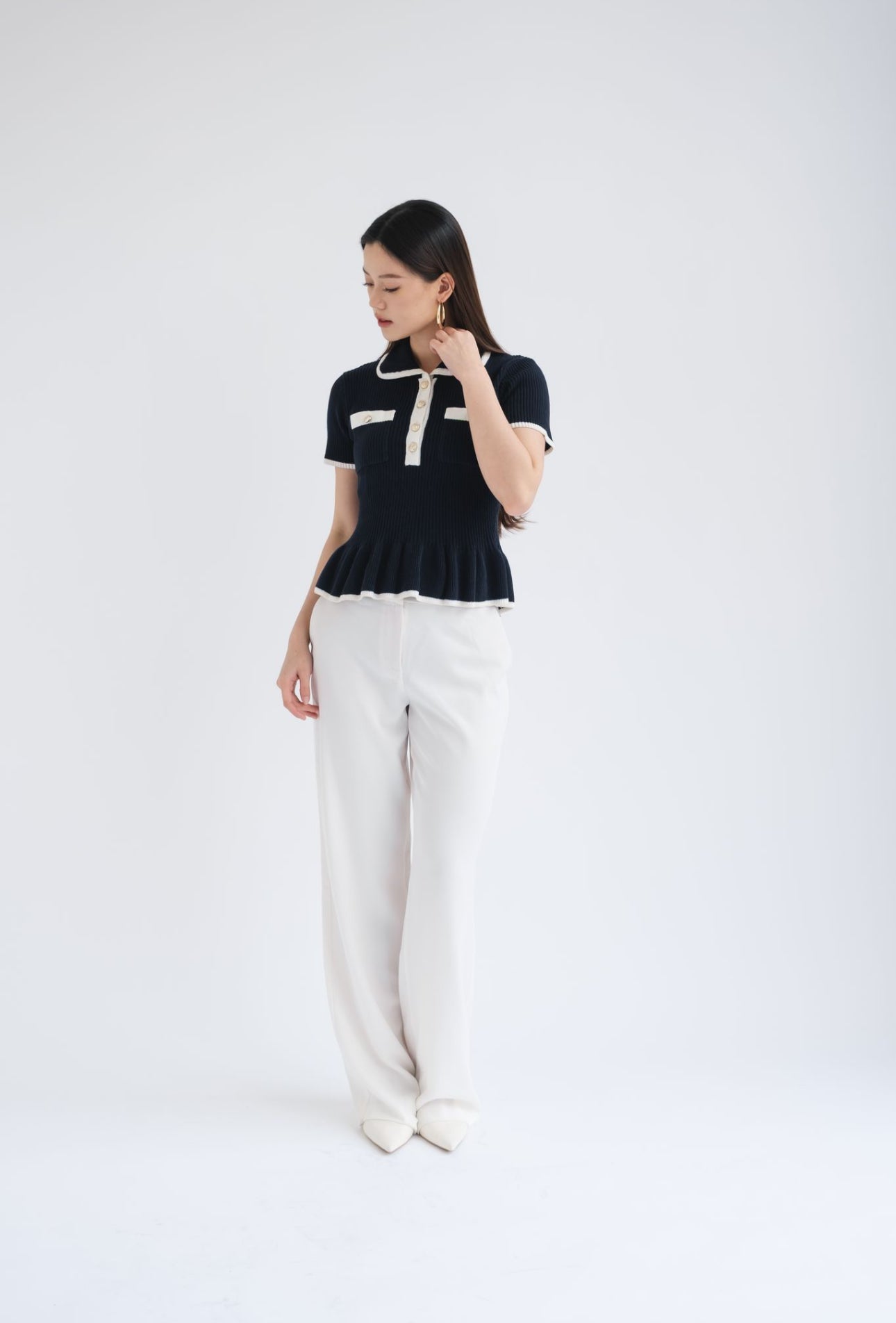 Kiki Contrast Top | Navy