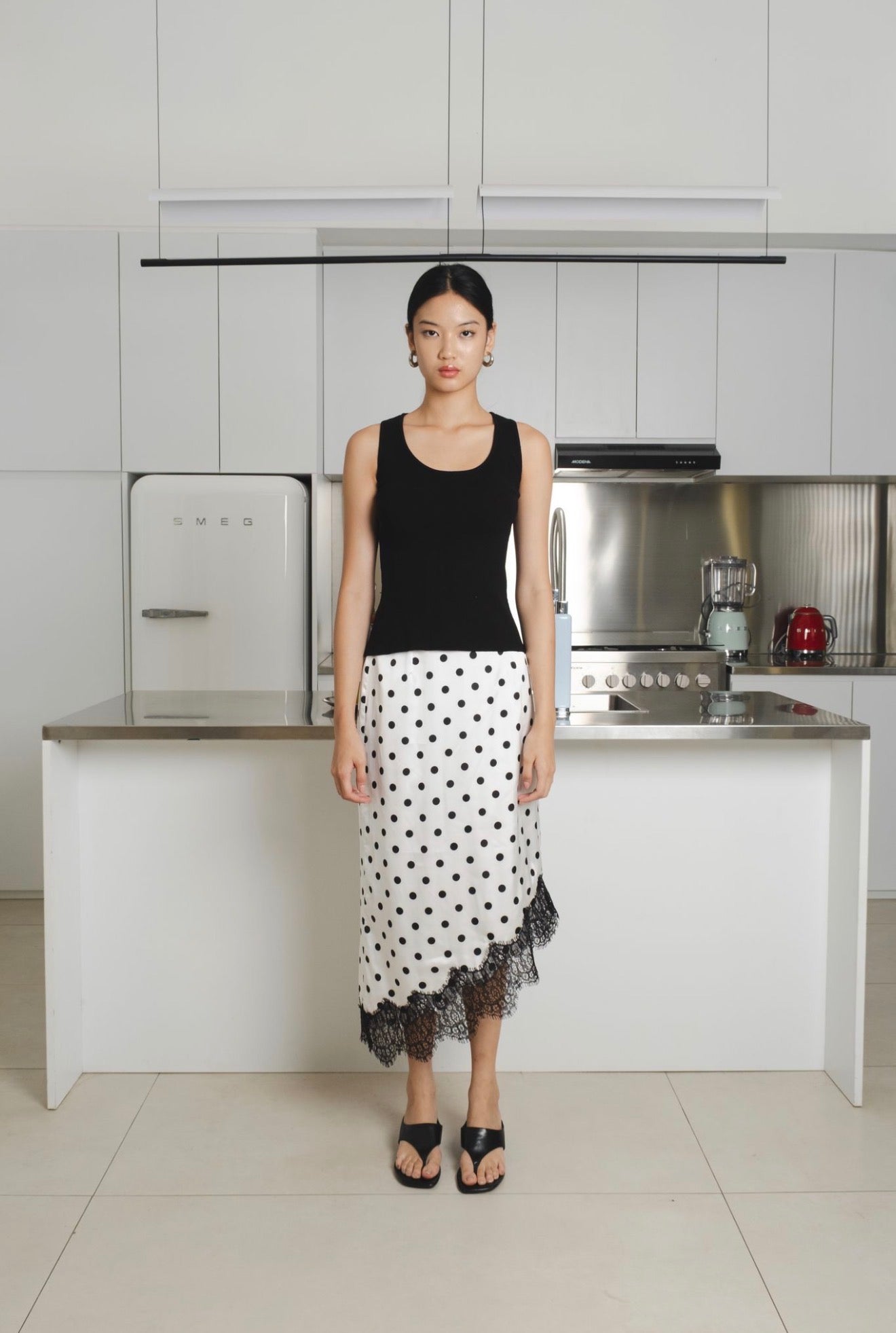 Reve Polkadot Lace Skirt | White