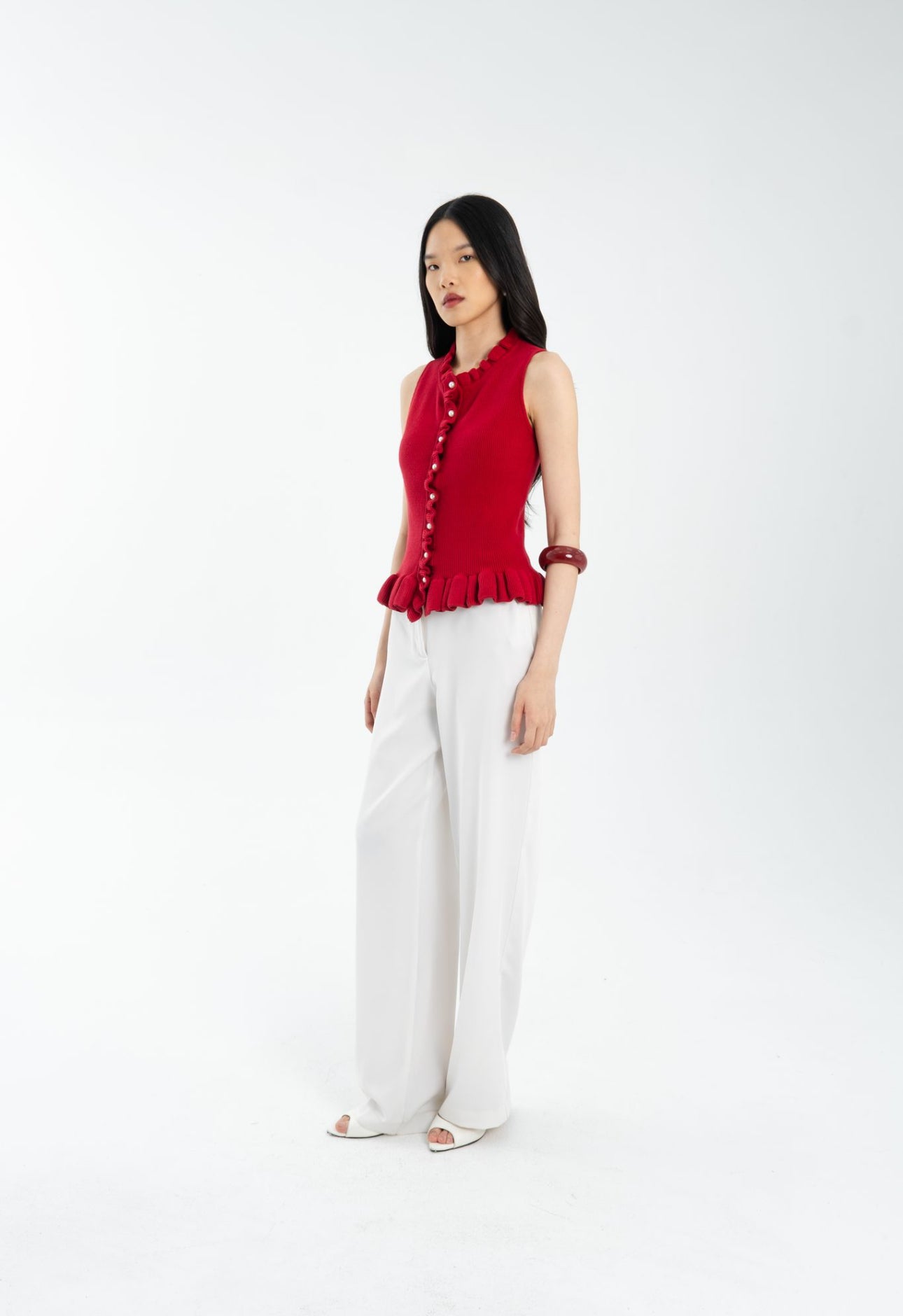Plush Ruffle Top | Red