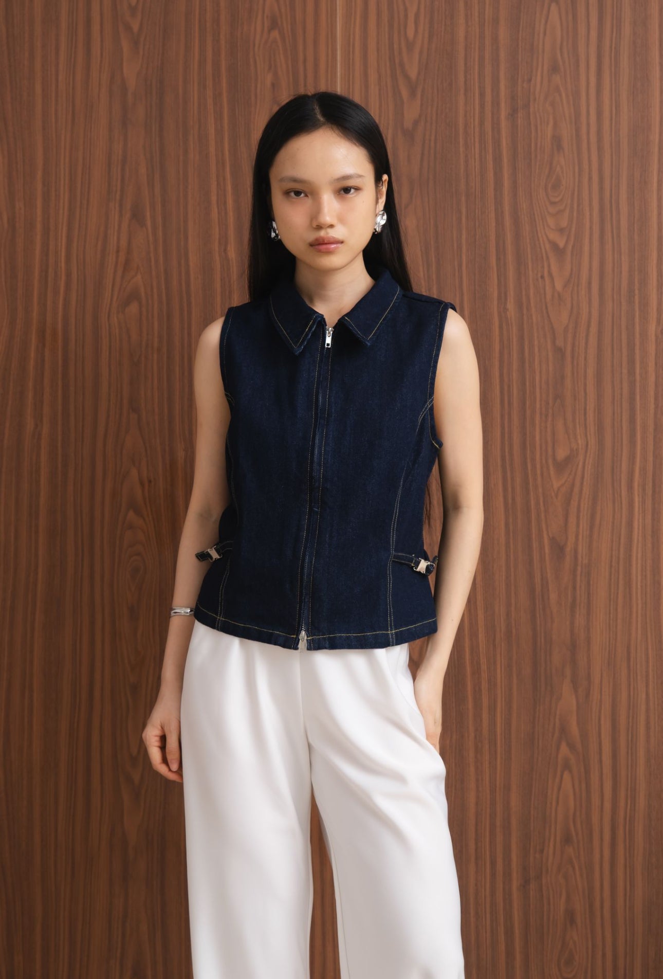 Hustle Denim Top | Dark Blue