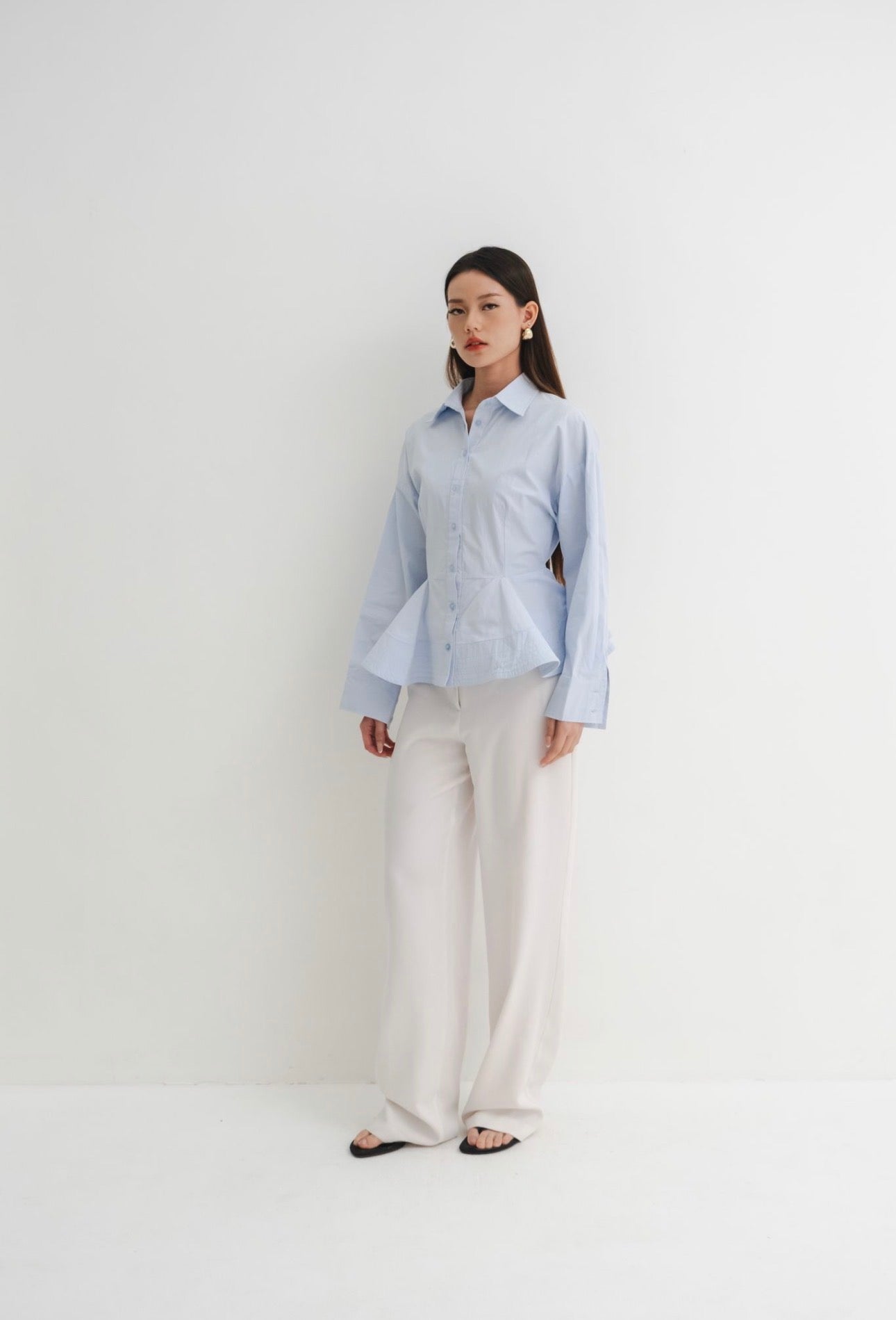 Elan Peplum Shirt | Blue