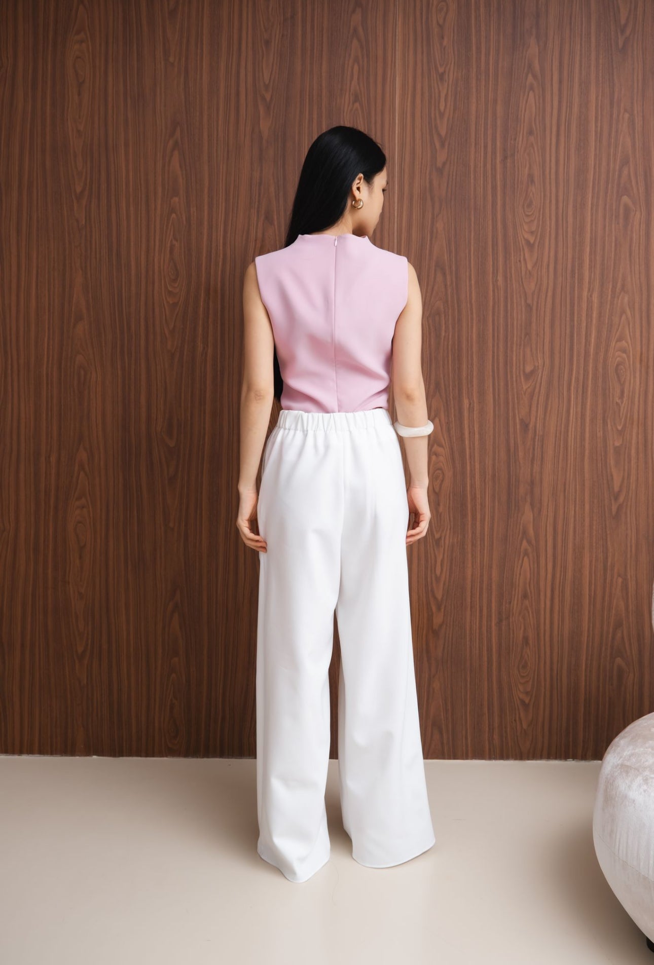 Zudith High Waisted Pleated Pants | White