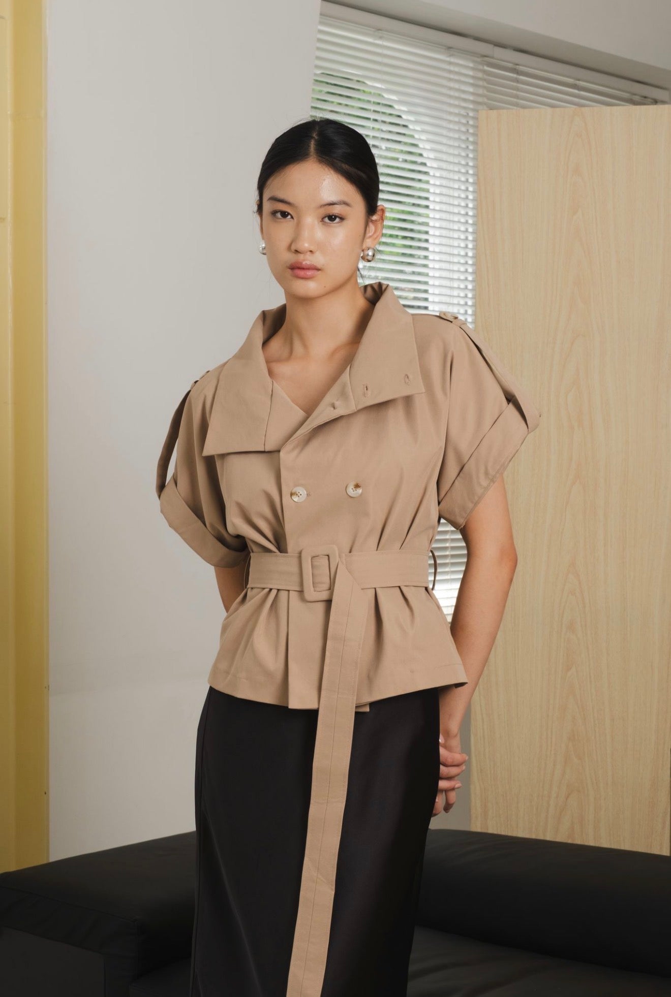 Tempo Trench Top | Taupe