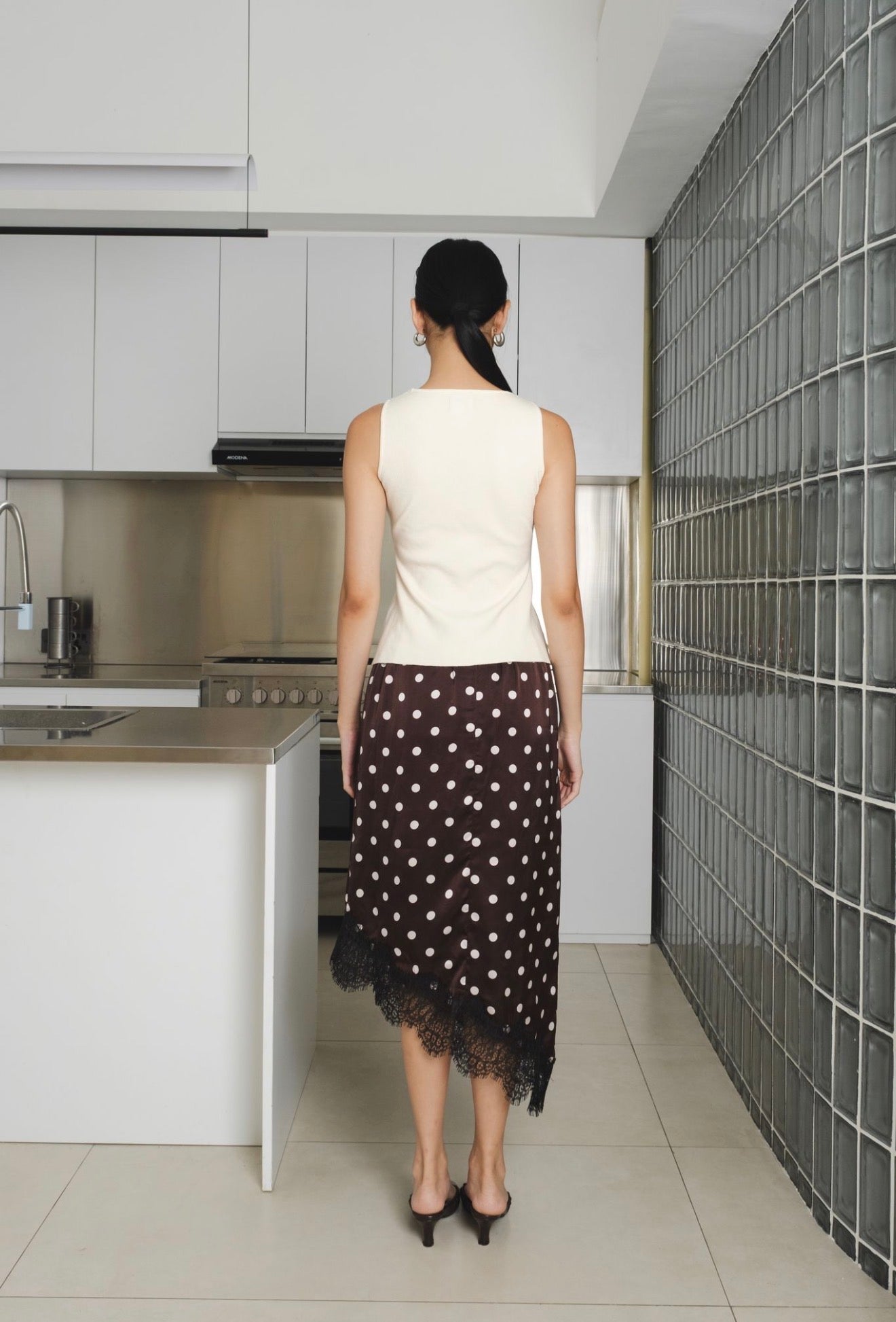 Reve Polkadot Lace Skirt | Espresso