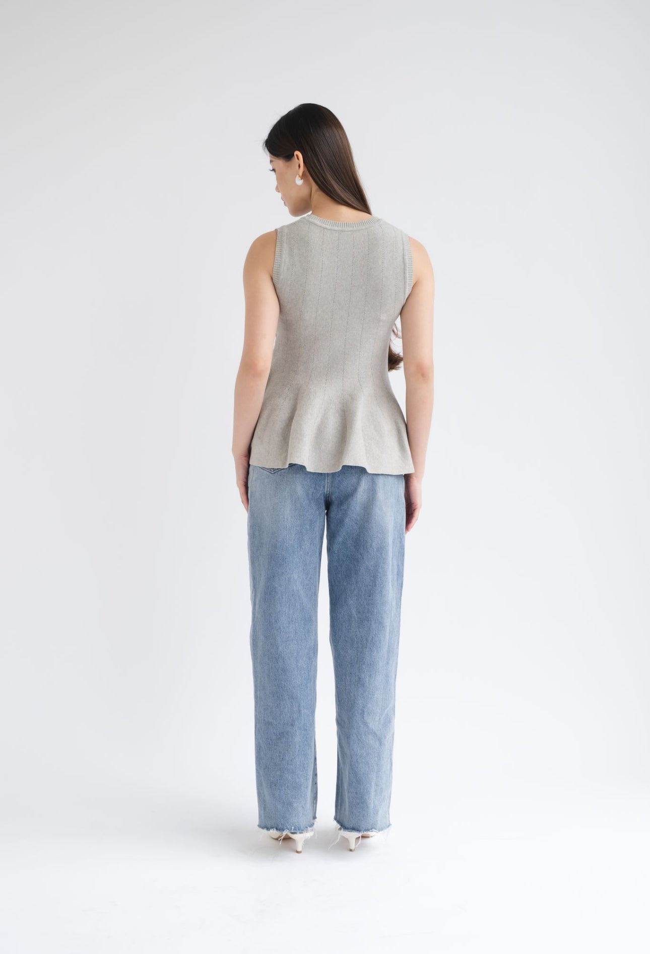 Lila Sleeveless Knit Top | Grey