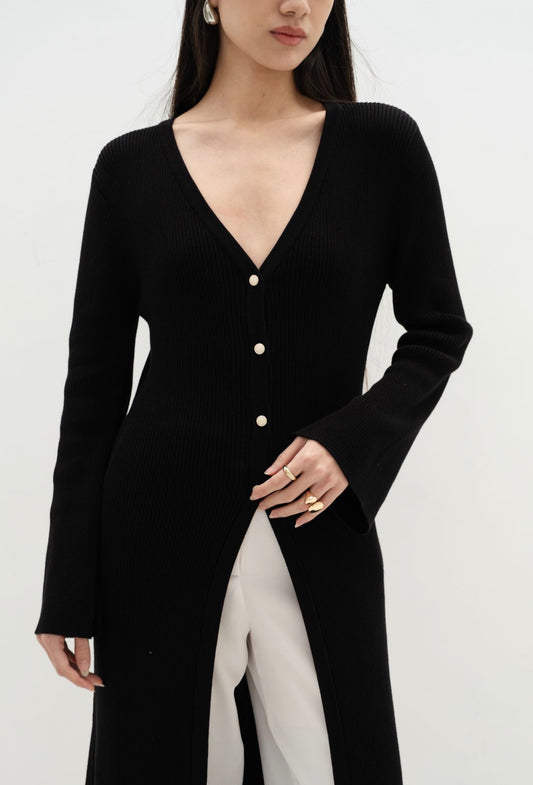 Sereine Long Cardigan | Black
