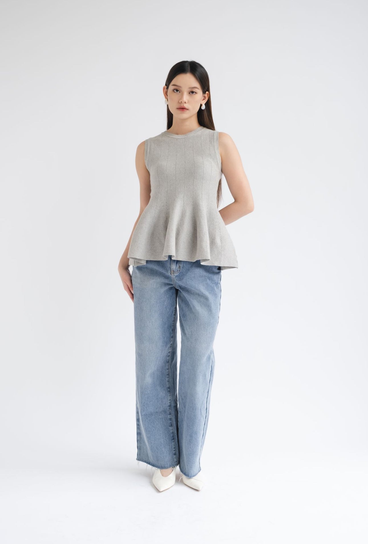 Lila Sleeveless Knit Top | Grey
