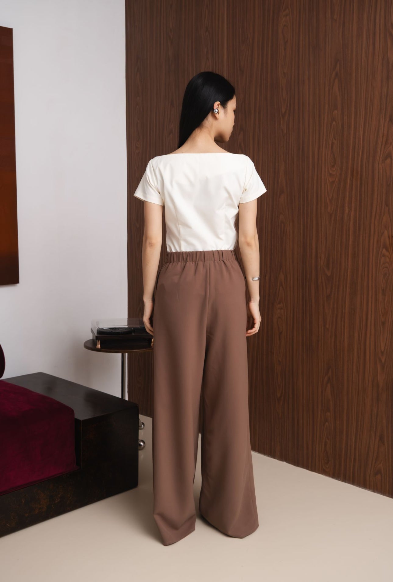 Zudith High Waisted Pleated Pants | Brown