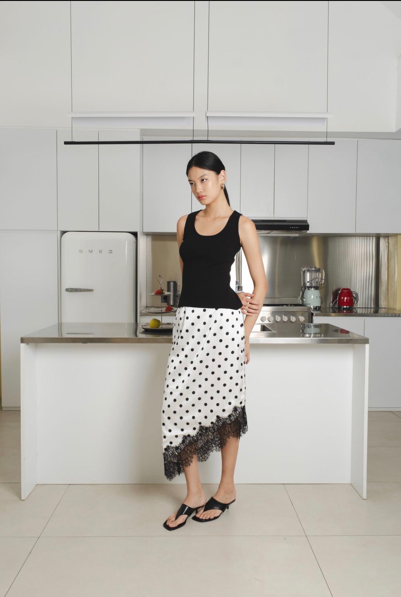 Reve Polkadot Lace Skirt | White