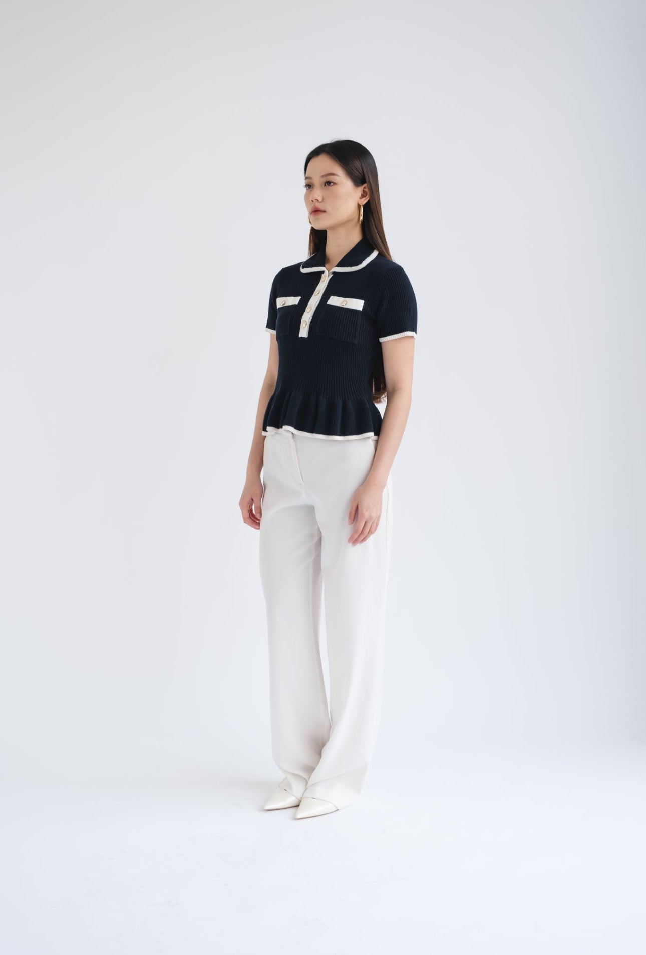 Kiki Contrast Top | Navy