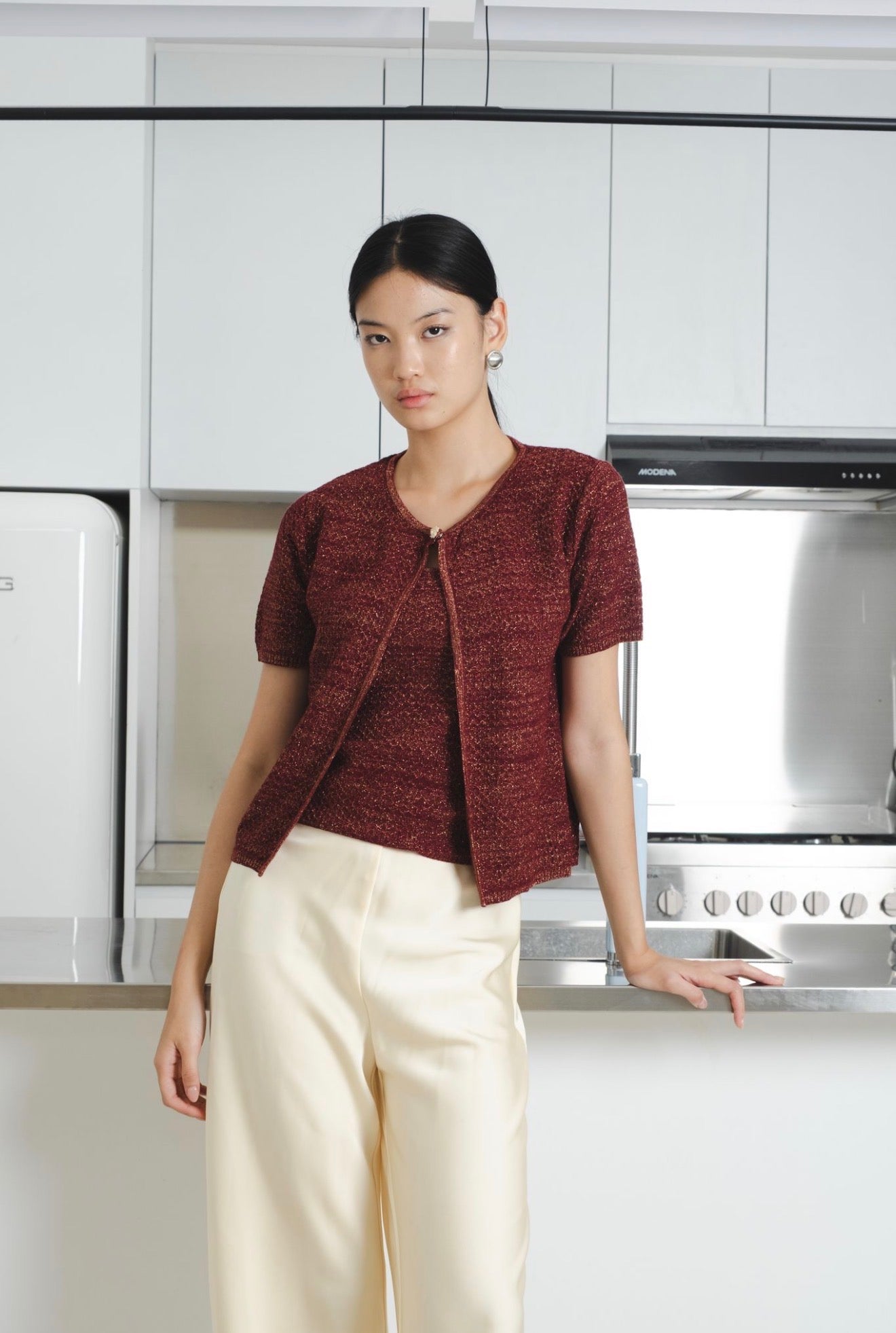 Lustre Knit Glitter Set | Maroon